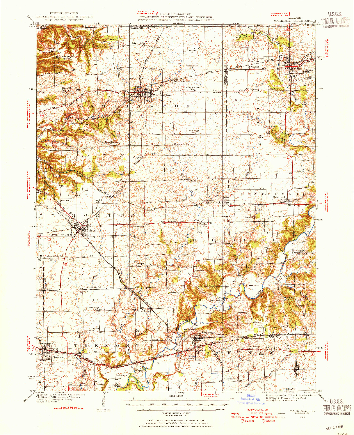 USGS 1:62500-SCALE QUADRANGLE FOR MACKINAW, IL 1928
