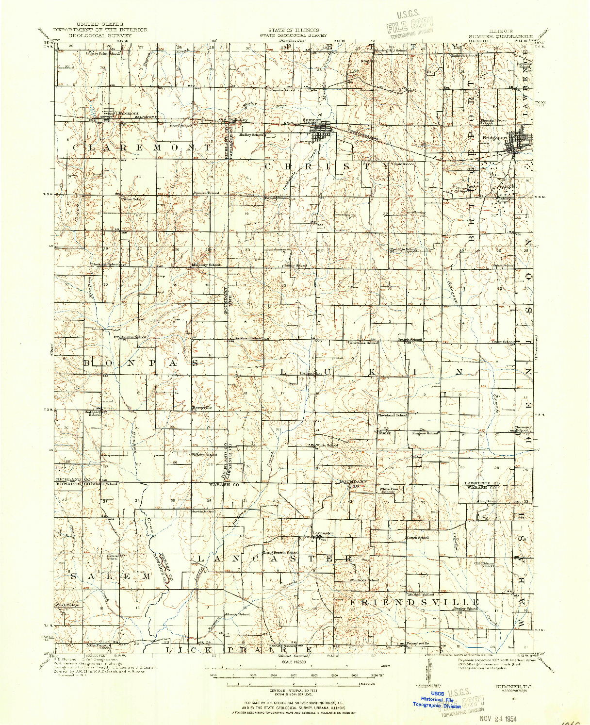 USGS 1:62500-SCALE QUADRANGLE FOR SUMNER, IL 1911