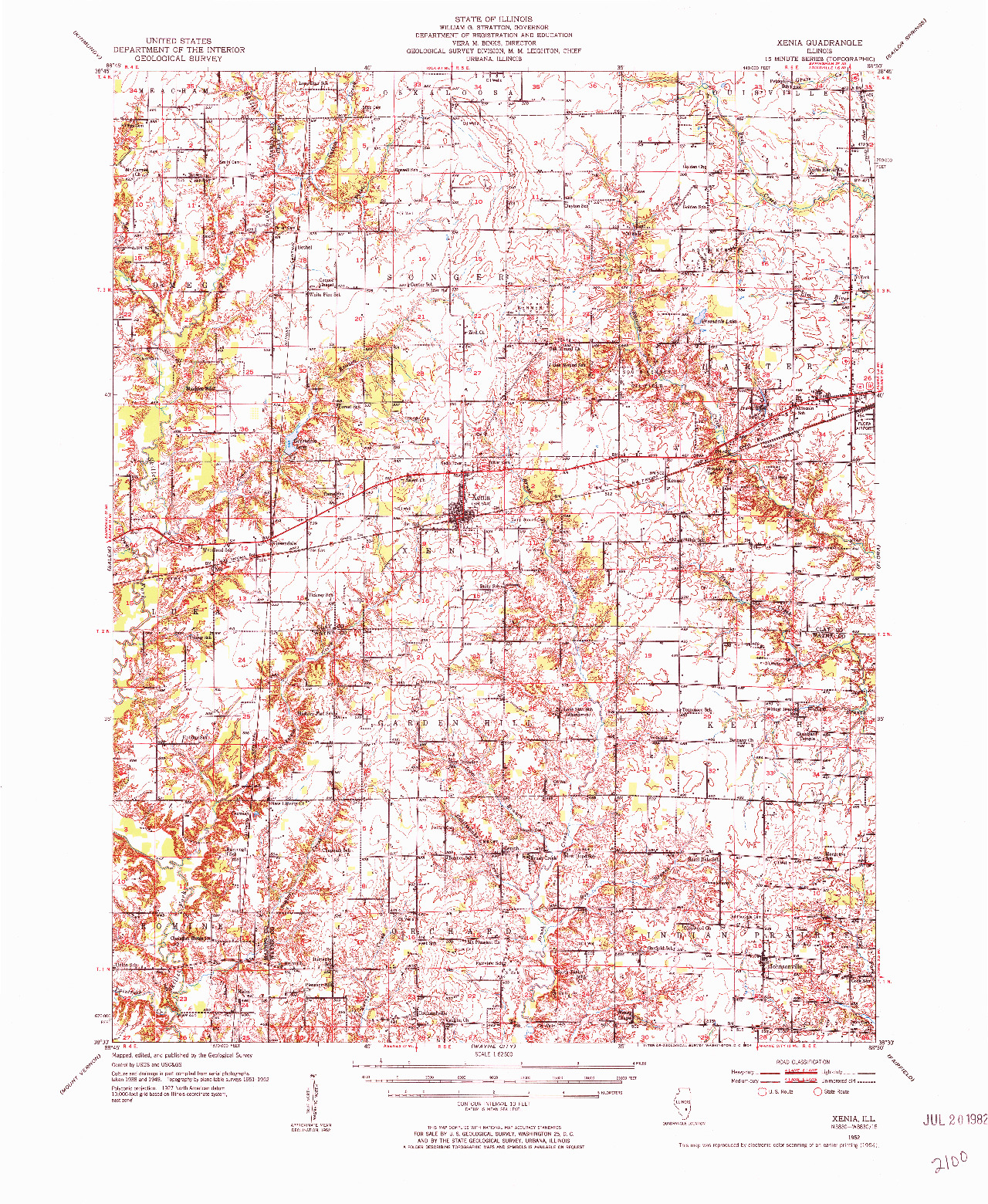 USGS 1:62500-SCALE QUADRANGLE FOR XENIA, IL 1952