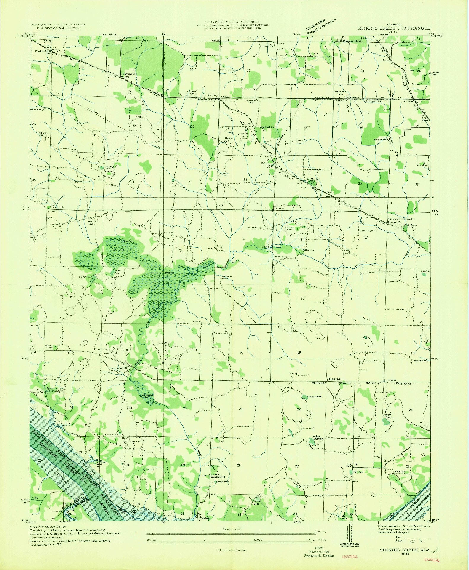 USGS 1:24000-SCALE QUADRANGLE FOR SINKING CREEK, AL 1954