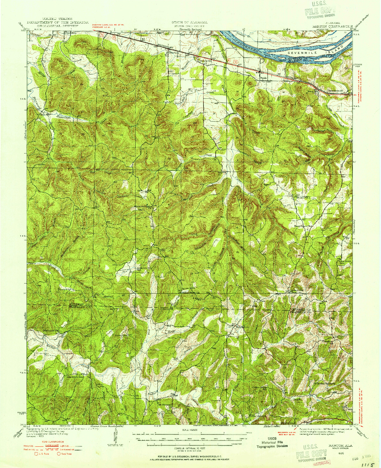 USGS 1:62500-SCALE QUADRANGLE FOR BARTON, AL 1925