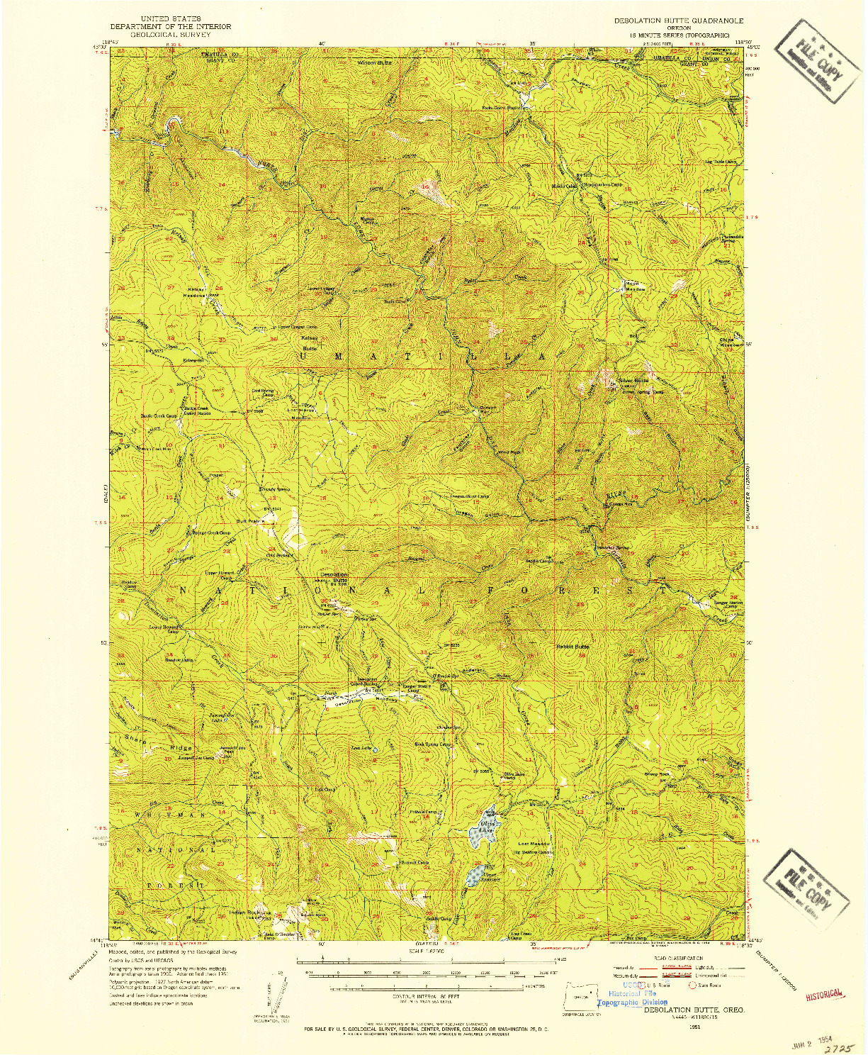 USGS 1:62500-SCALE QUADRANGLE FOR DESOLATION BUTTE, OR 1951