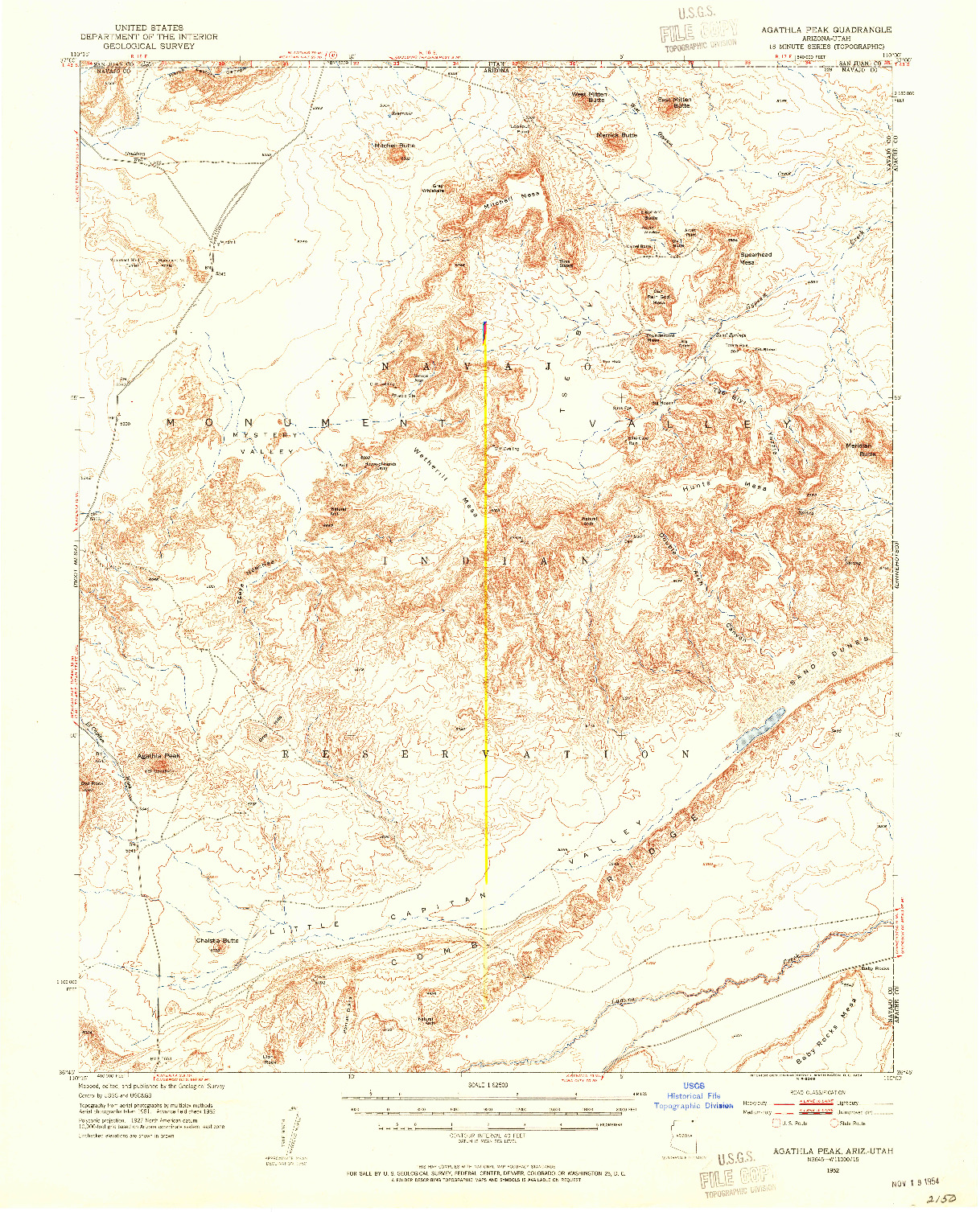 USGS 1:62500-SCALE QUADRANGLE FOR AGATHLA PEAK, AZ 1952