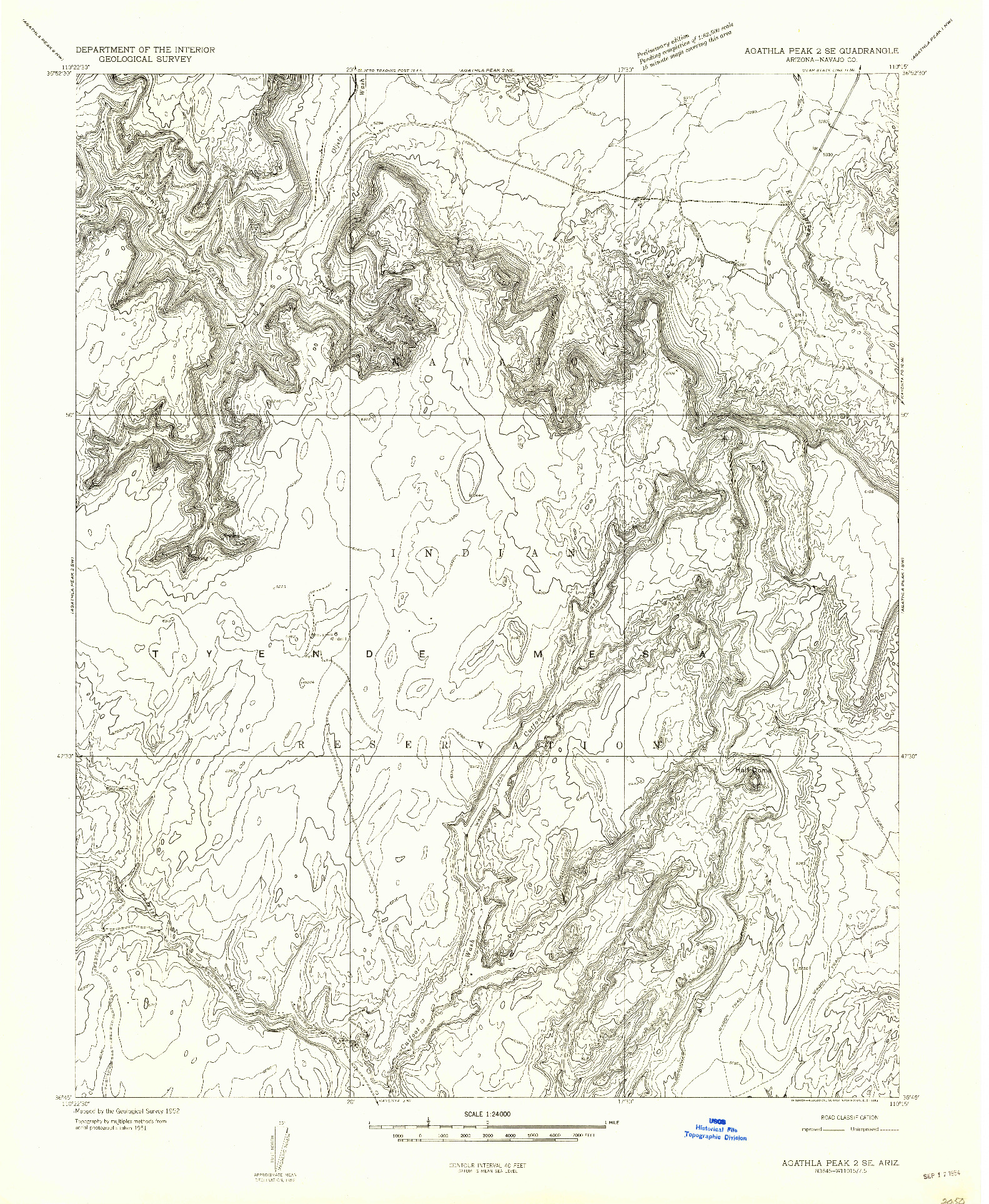 USGS 1:24000-SCALE QUADRANGLE FOR AGATHLA PEAK 2 SE, AZ 1952