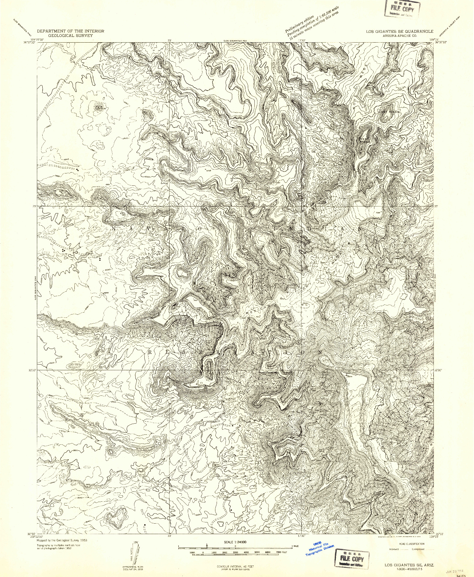 USGS 1:24000-SCALE QUADRANGLE FOR LOS GIGANTES SE, AZ 1953