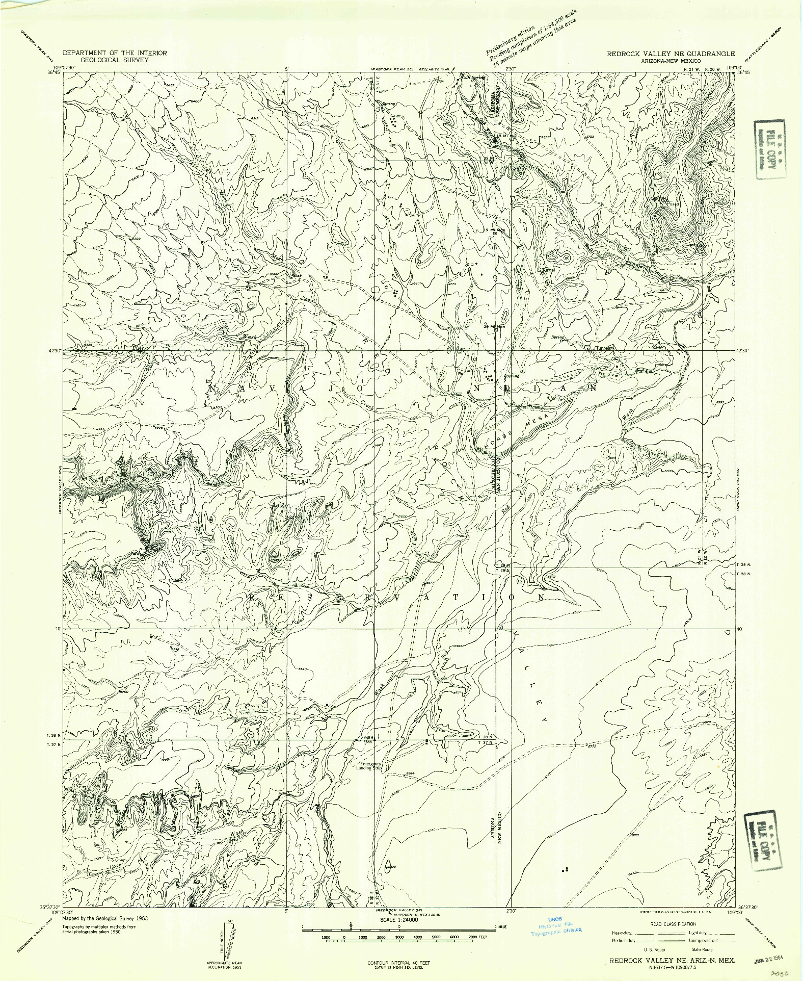 USGS 1:24000-SCALE QUADRANGLE FOR REDROCK VALLEY NE, AZ 1953