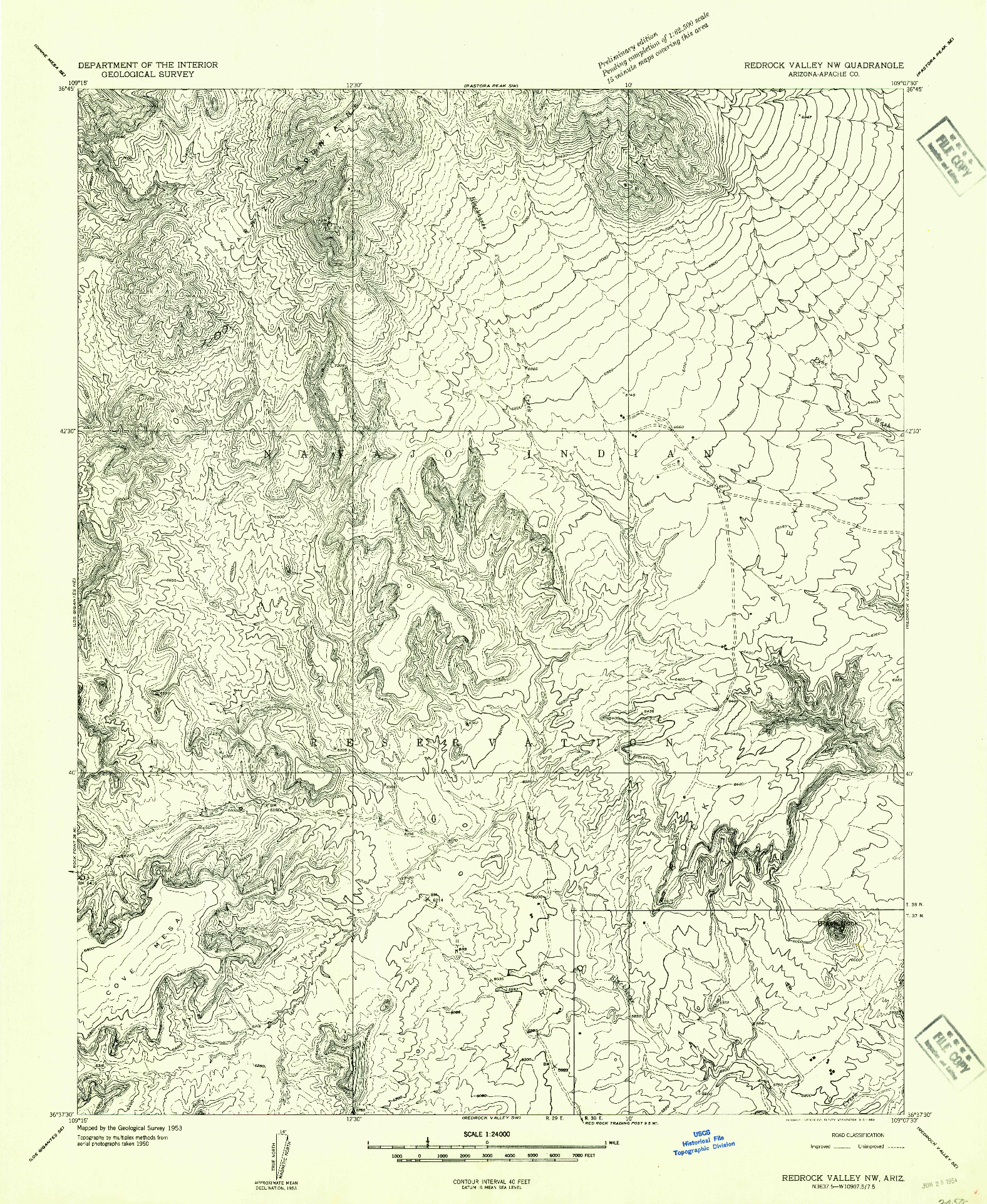USGS 1:24000-SCALE QUADRANGLE FOR REDROCK VALLEY NW, AZ 1953