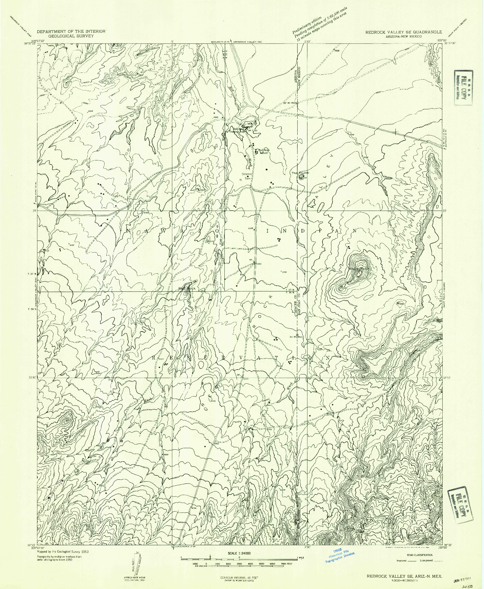 USGS 1:24000-SCALE QUADRANGLE FOR REDROCK VALLEY SE, AZ 1953