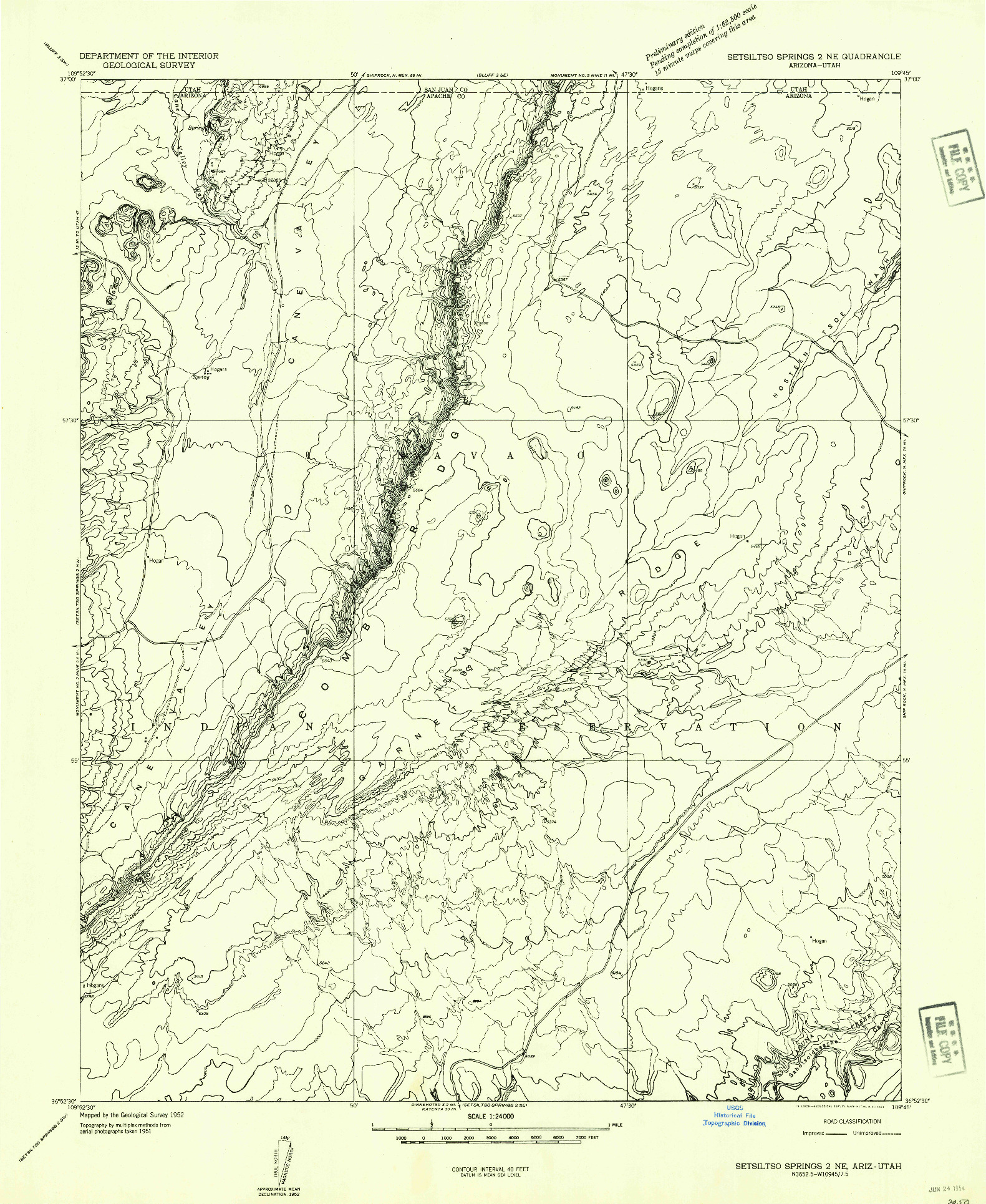 USGS 1:24000-SCALE QUADRANGLE FOR SETSILTSO SPRINGS 2 NE, AZ 1952