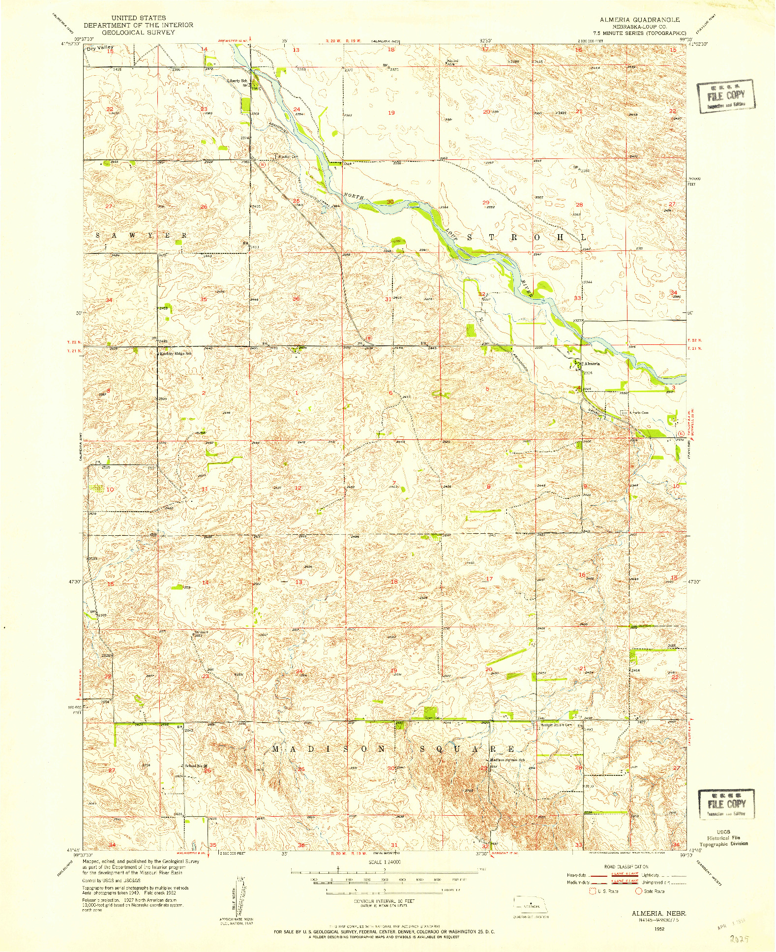 USGS 1:24000-SCALE QUADRANGLE FOR ALMERIA, NE 1952