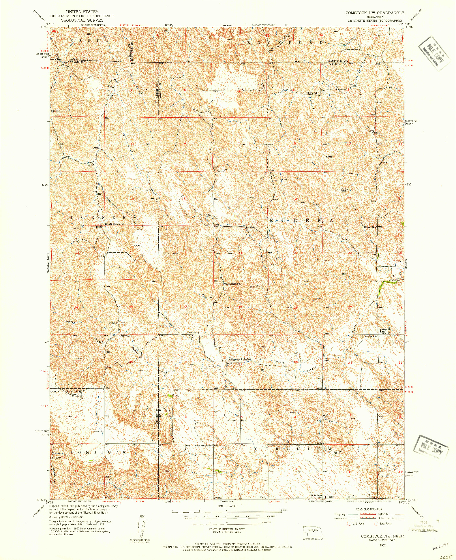 USGS 1:24000-SCALE QUADRANGLE FOR COMSTOCK NW, NE 1952