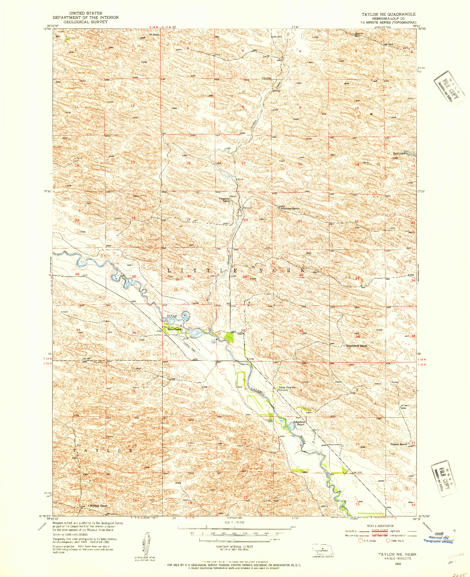 USGS 1:24000-SCALE QUADRANGLE FOR TAYLOR NE, NE 1952