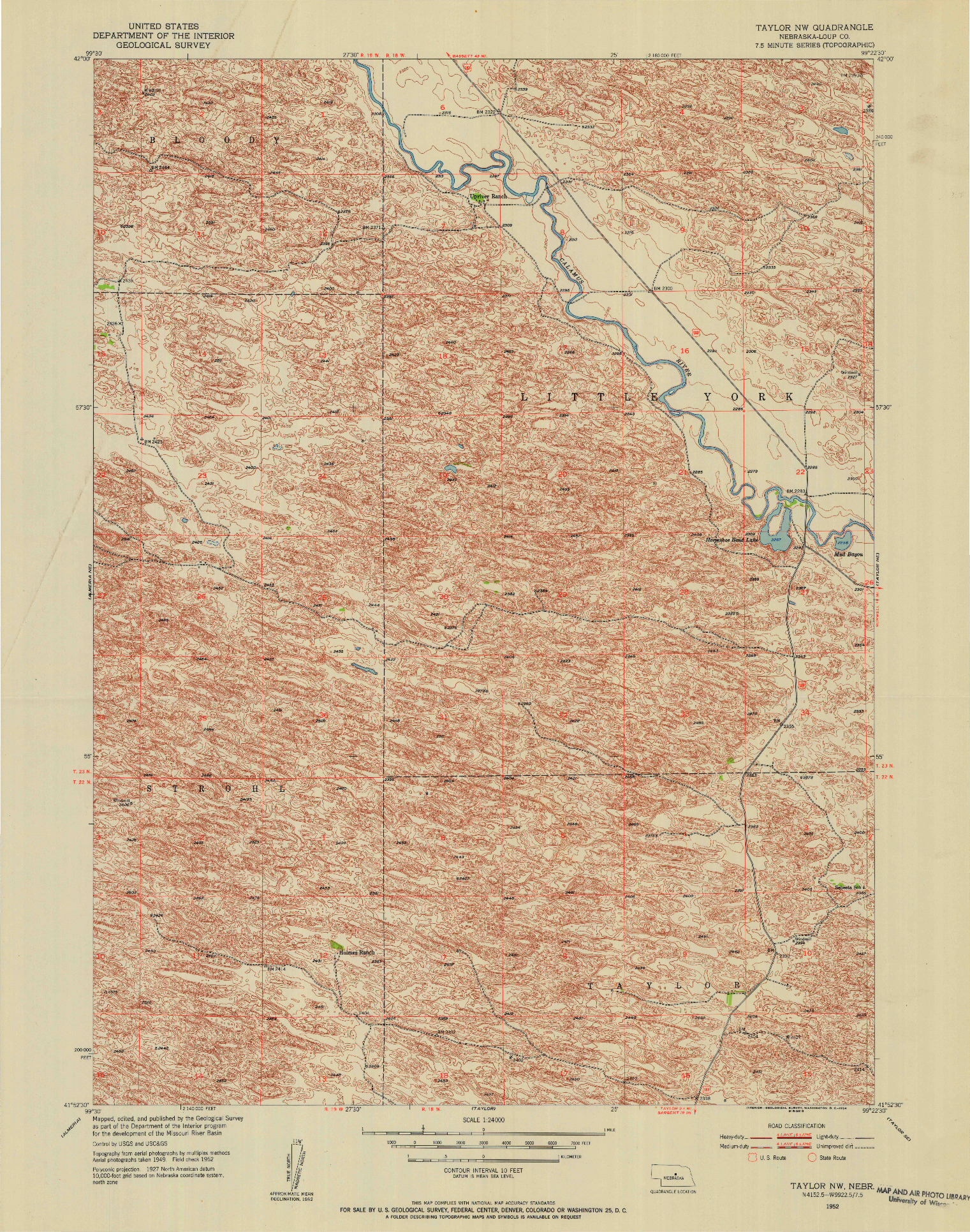 USGS 1:24000-SCALE QUADRANGLE FOR TAYLOR NW, NE 1952