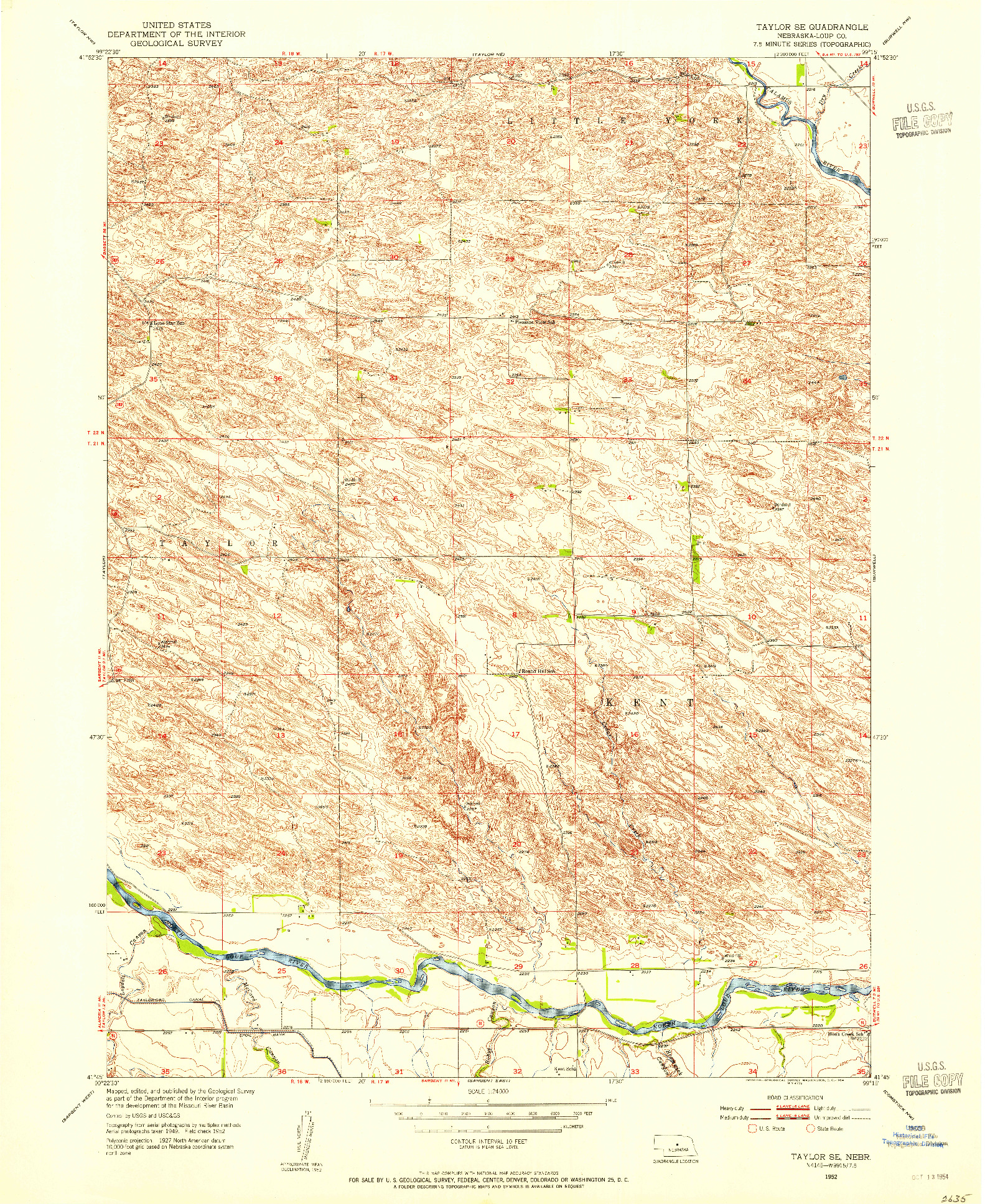 USGS 1:24000-SCALE QUADRANGLE FOR TAYLOR SE, NE 1952