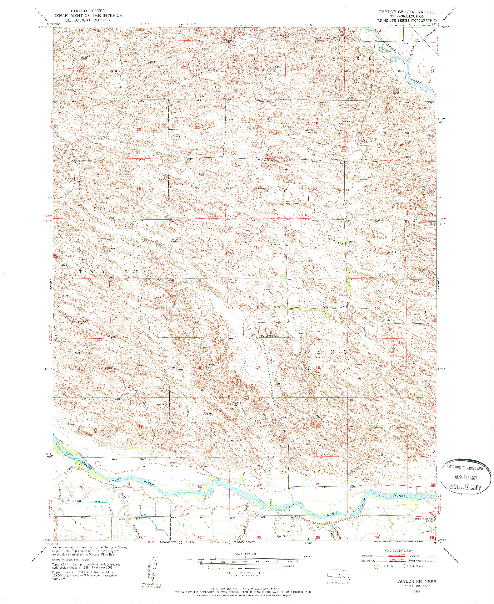 USGS 1:24000-SCALE QUADRANGLE FOR TAYLOR SE, NE 1952