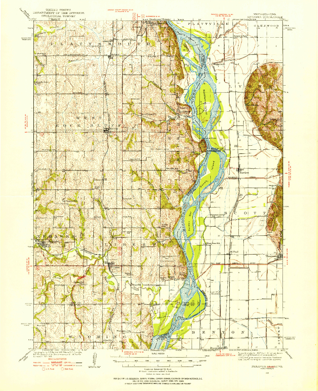 USGS 1:62500-SCALE QUADRANGLE FOR NEHAWKA, NE 1935