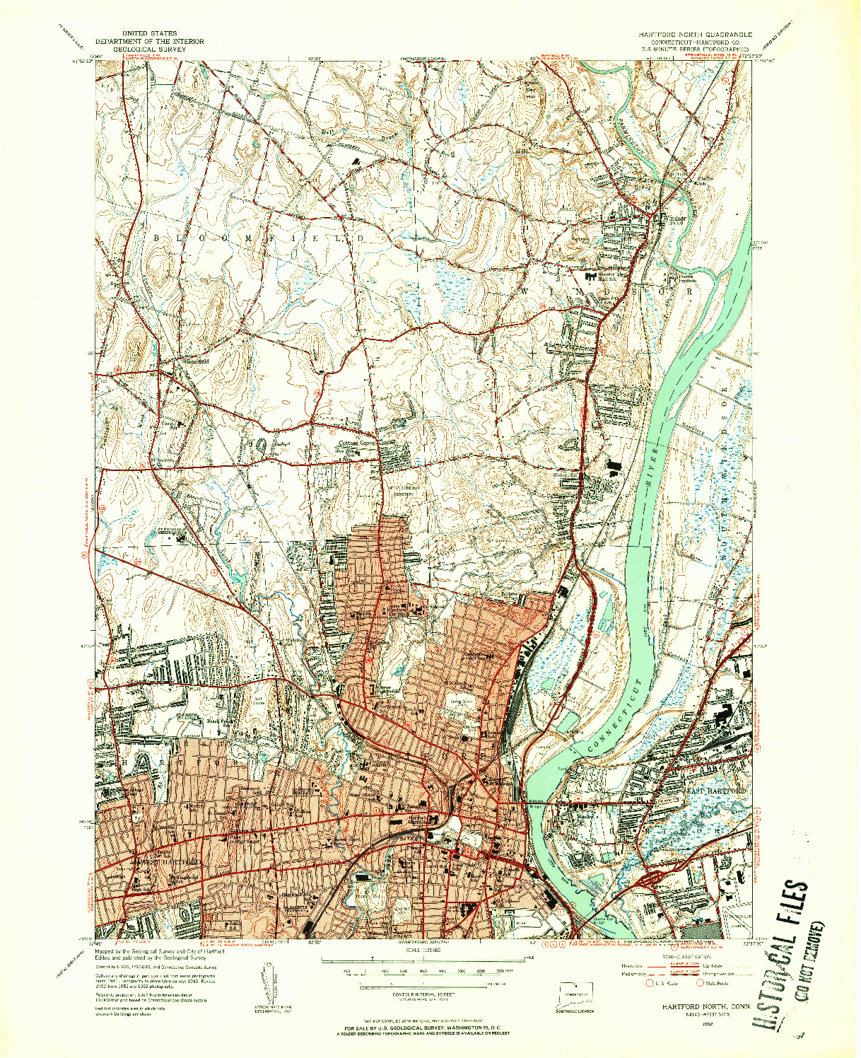 USGS 1:31680-SCALE QUADRANGLE FOR HARTFORD NORTH, CT 1952