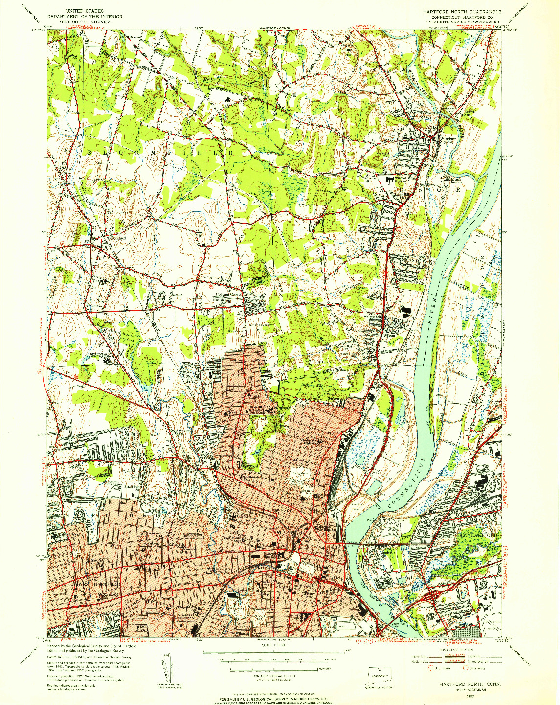 USGS 1:31680-SCALE QUADRANGLE FOR HARTFORD NORTH, CT 1952