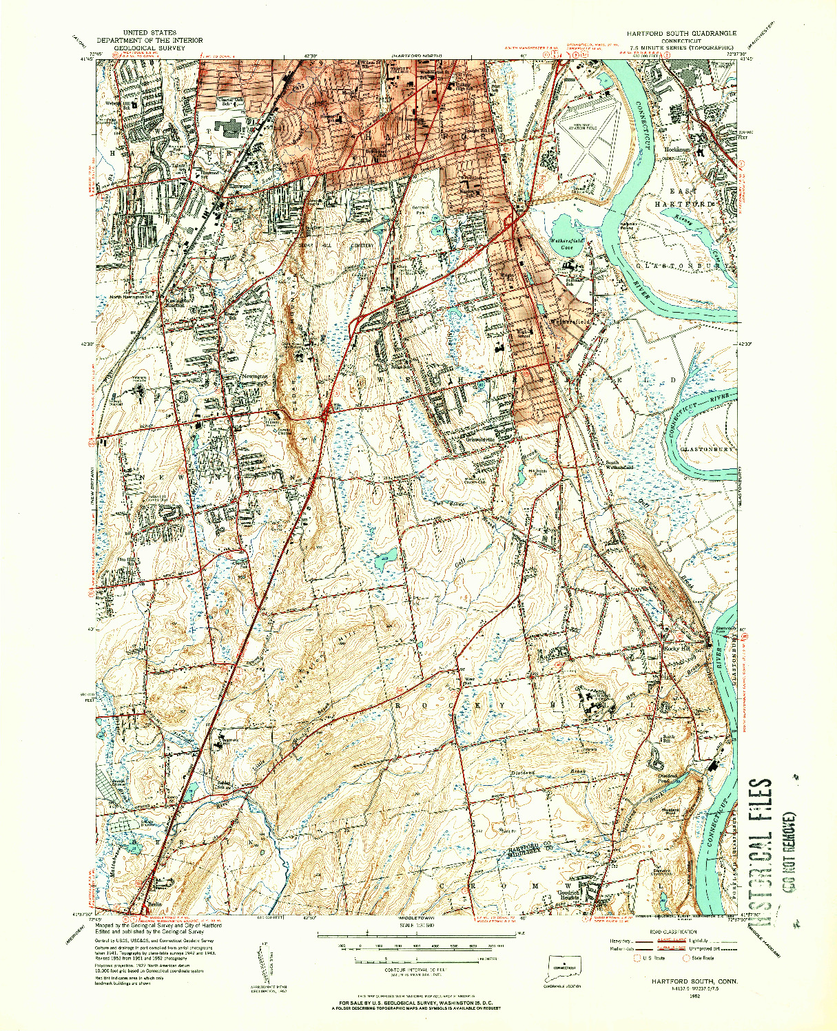 USGS 1:31680-SCALE QUADRANGLE FOR HARTFORD SOUTH, CT 1952