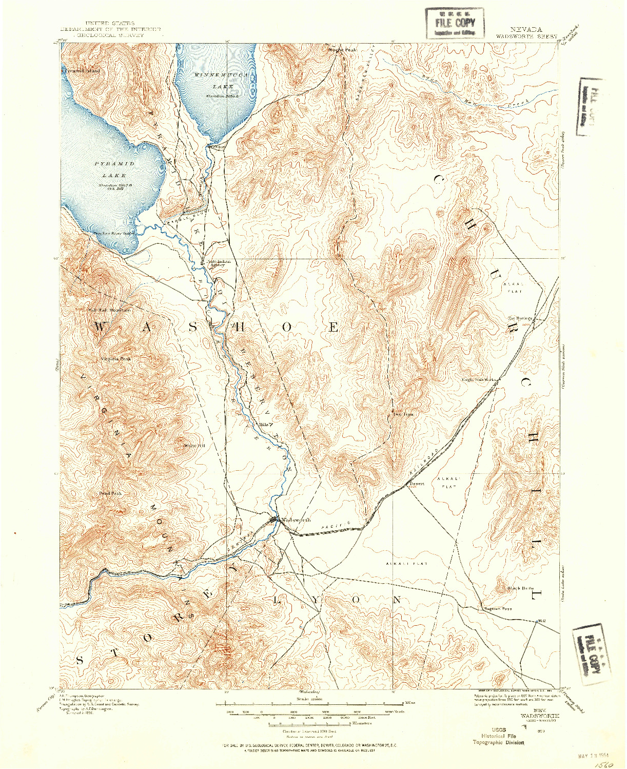 USGS 1:125000-SCALE QUADRANGLE FOR WADSWORTH, NV 1890