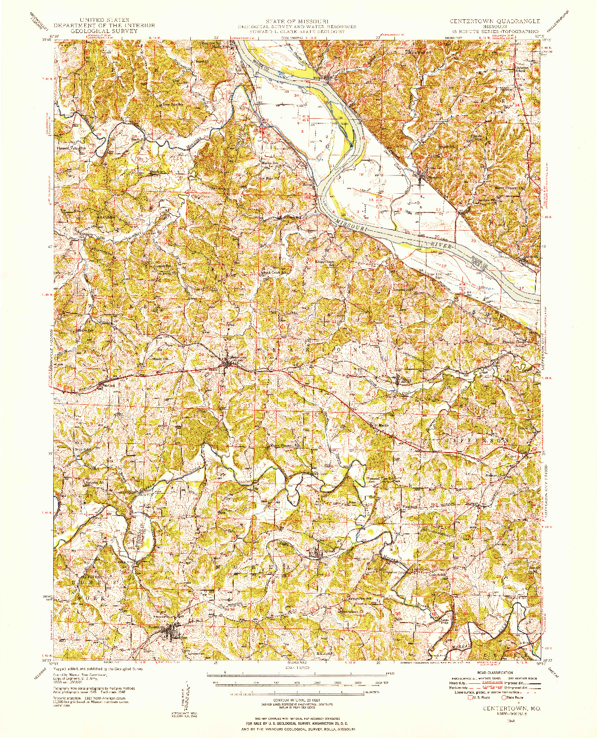 USGS 1:62500-SCALE QUADRANGLE FOR CENTERTOWN, MO 1948