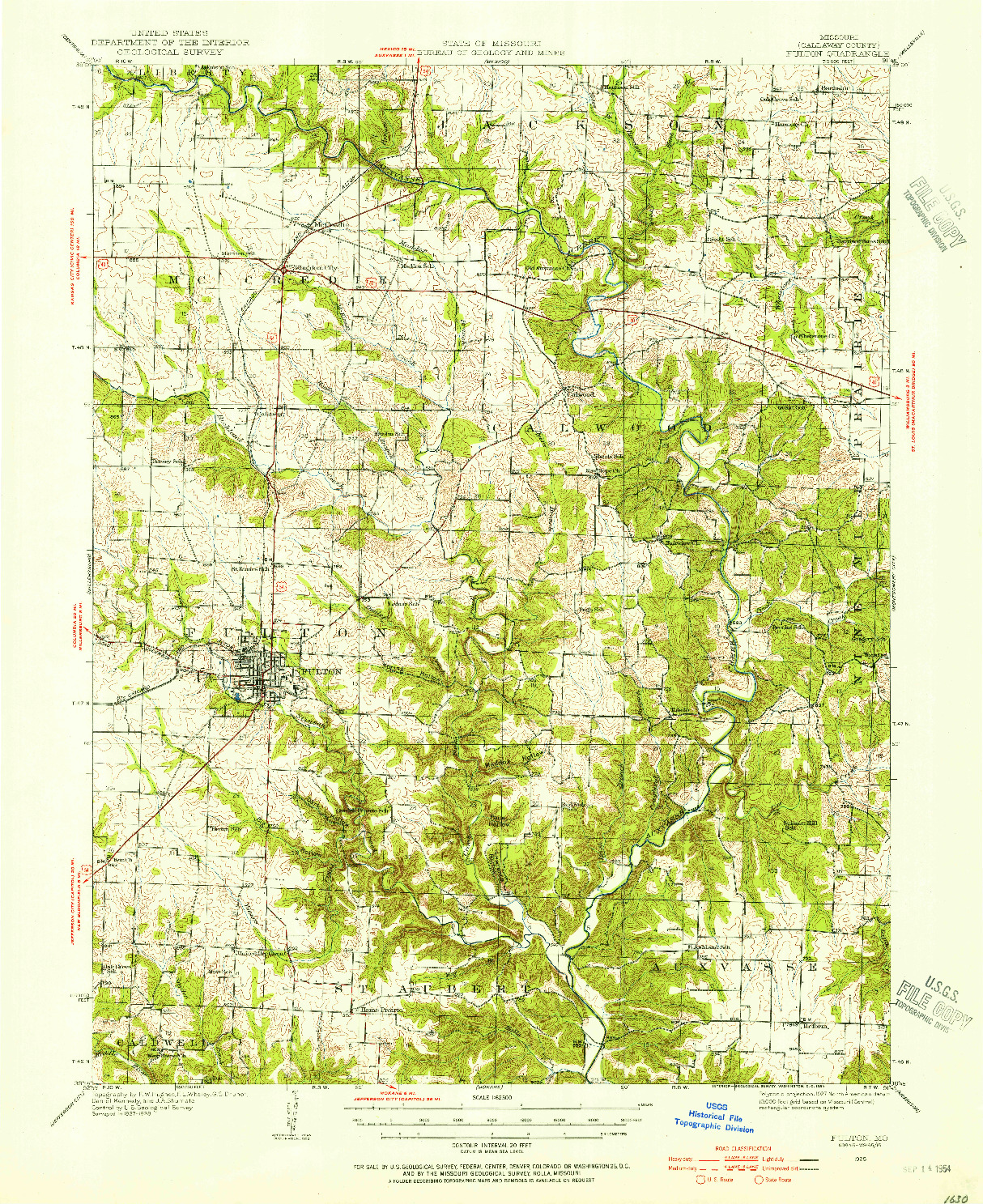 USGS 1:62500-SCALE QUADRANGLE FOR FULTON, MO 1928