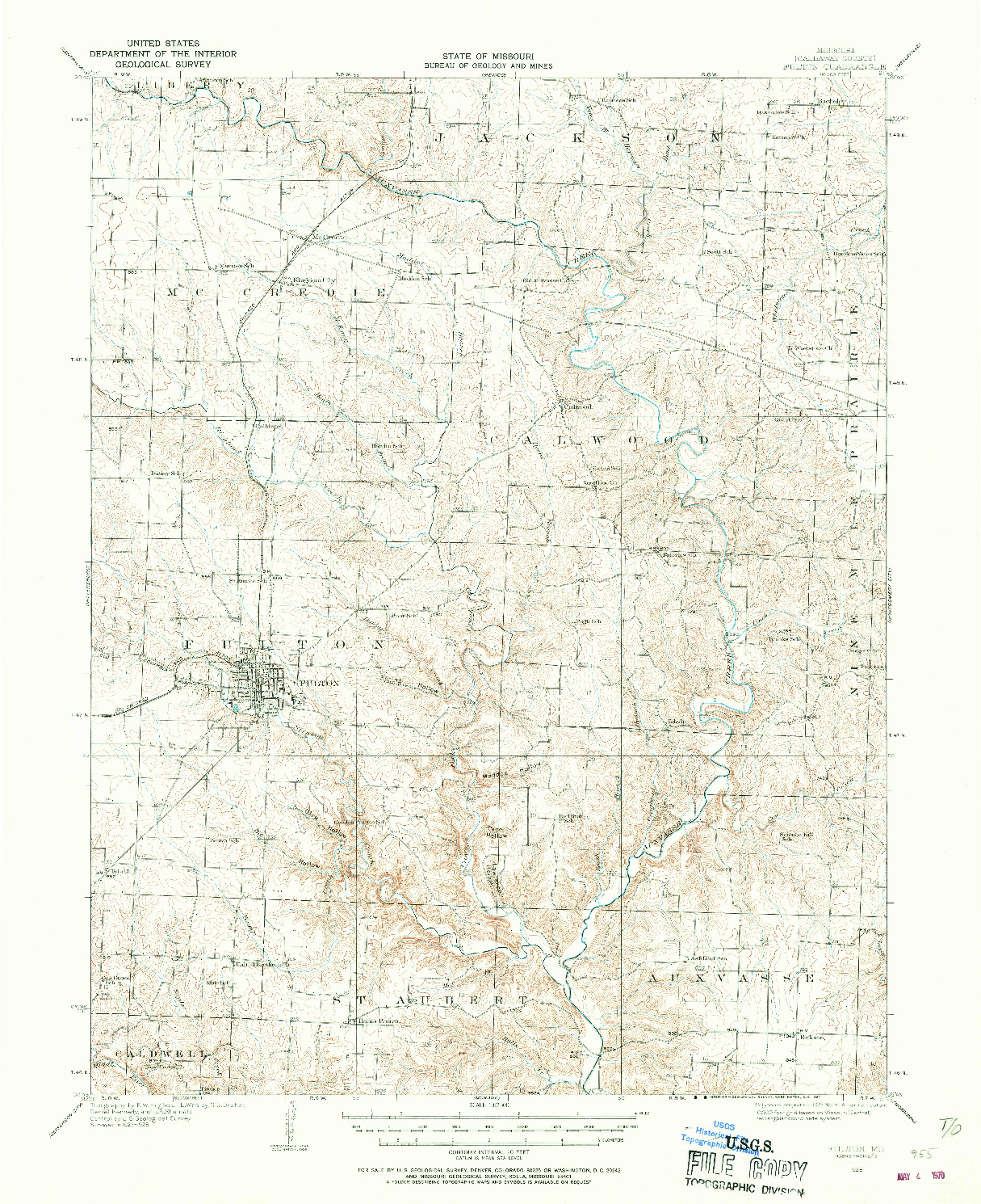 USGS 1:62500-SCALE QUADRANGLE FOR FULTON, MO 1928