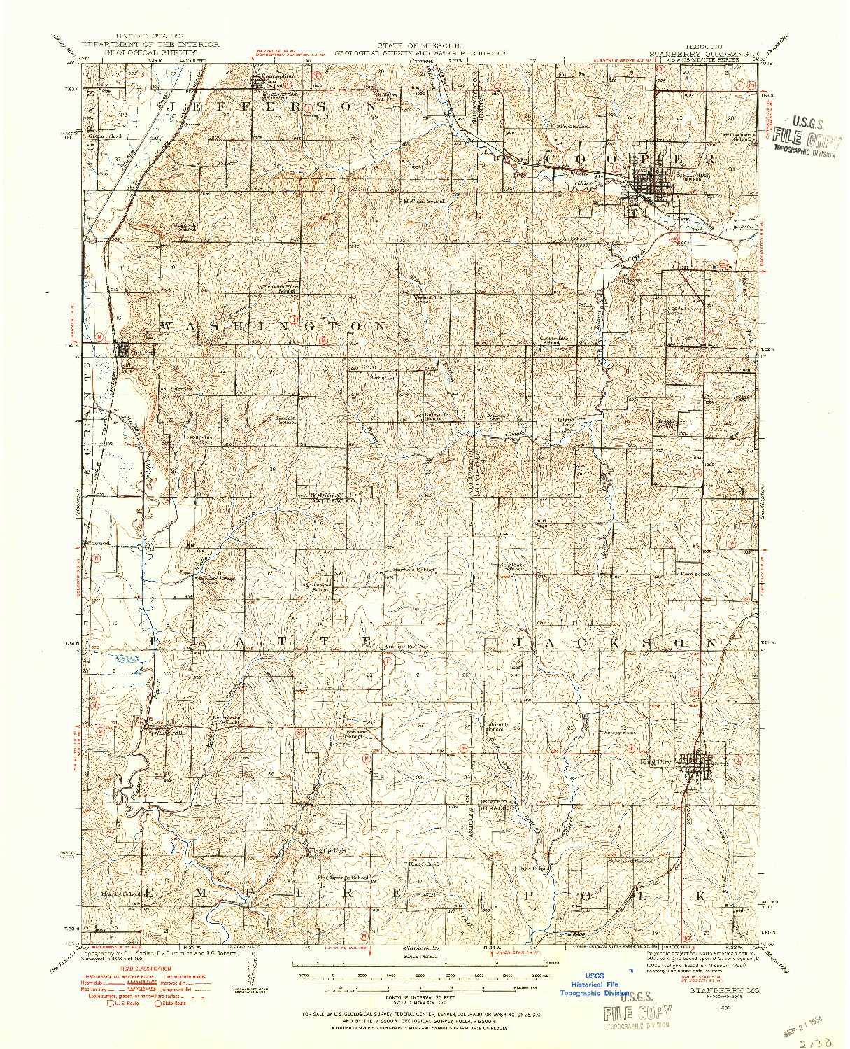 USGS 1:62500-SCALE QUADRANGLE FOR STANBERRY, MO 1939