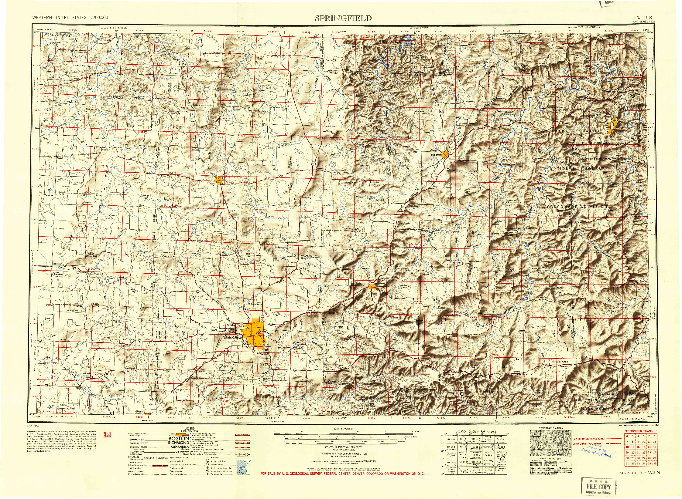 USGS 1:250000-SCALE QUADRANGLE FOR SPRINGFIELD, MO 1954