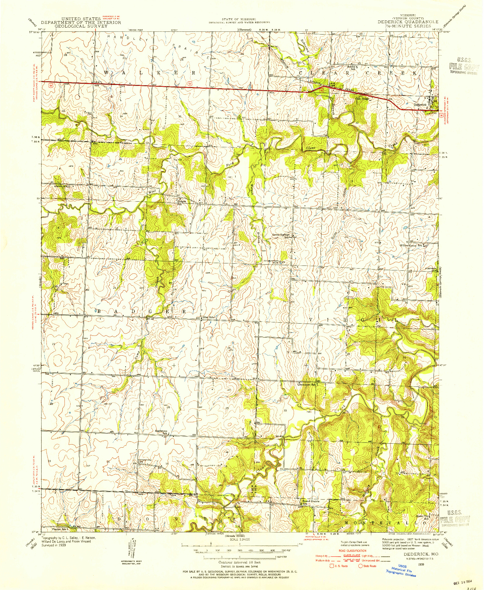 USGS 1:24000-SCALE QUADRANGLE FOR DEDERICK, MO 1939