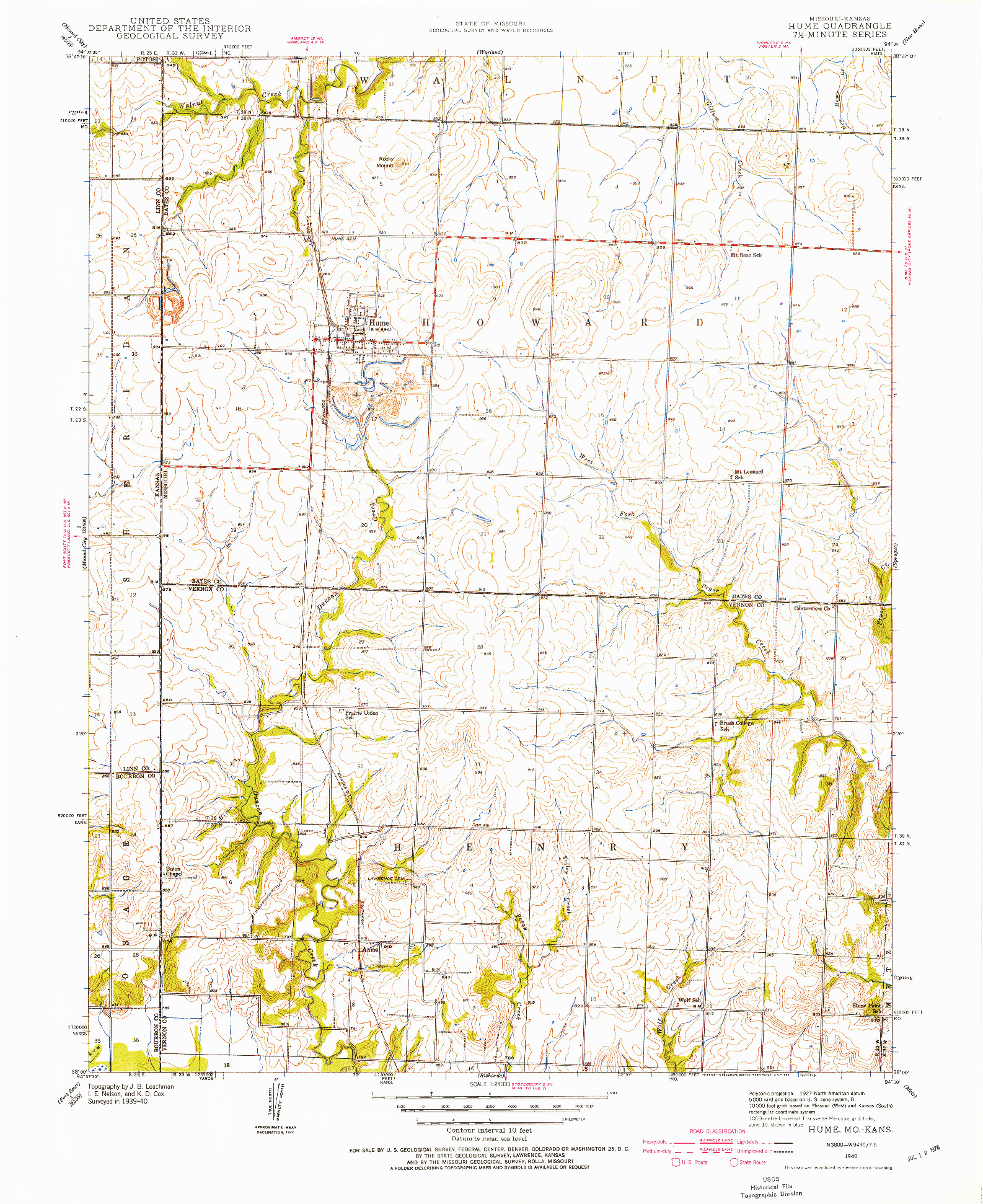 USGS 1:24000-SCALE QUADRANGLE FOR HUME, MO 1940