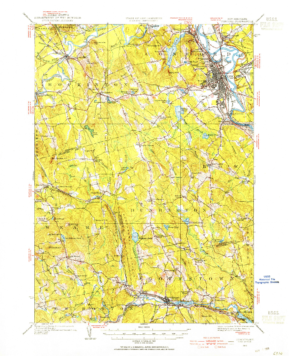 USGS 1:62500-SCALE QUADRANGLE FOR CONCORD, NH 1949