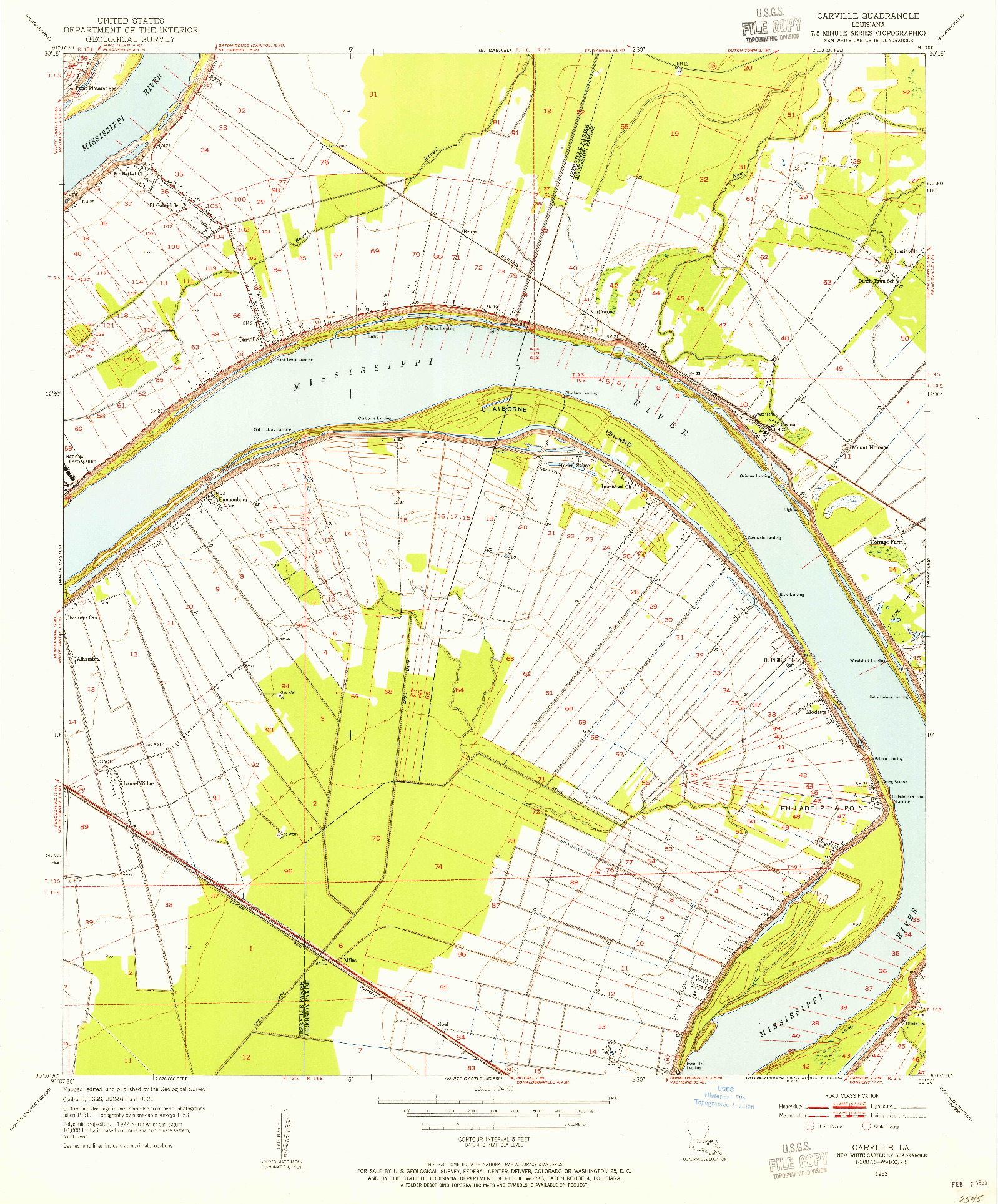 USGS 1:24000-SCALE QUADRANGLE FOR CARTERVILLE, LA 1953