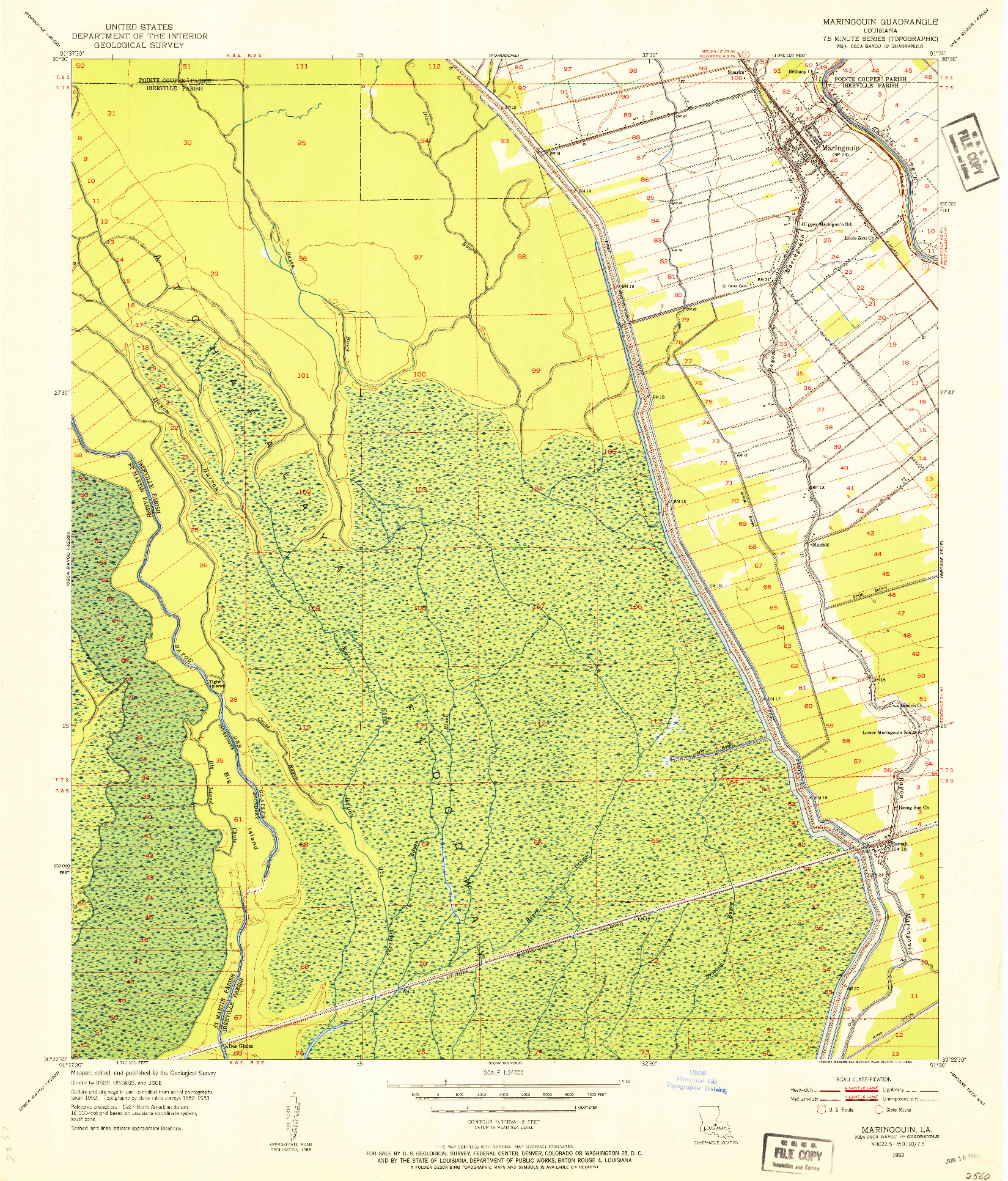 USGS 1:24000-SCALE QUADRANGLE FOR MARINGOUIN, LA 1953