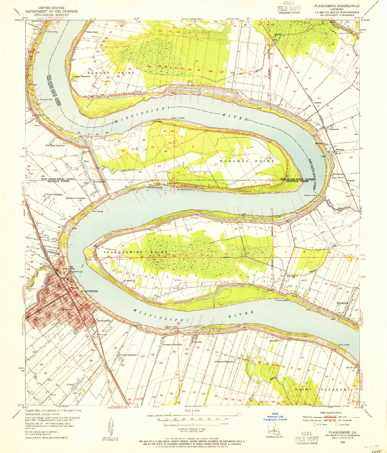 USGS 1:24000-SCALE QUADRANGLE FOR PLAQUEMINE, LA 1953