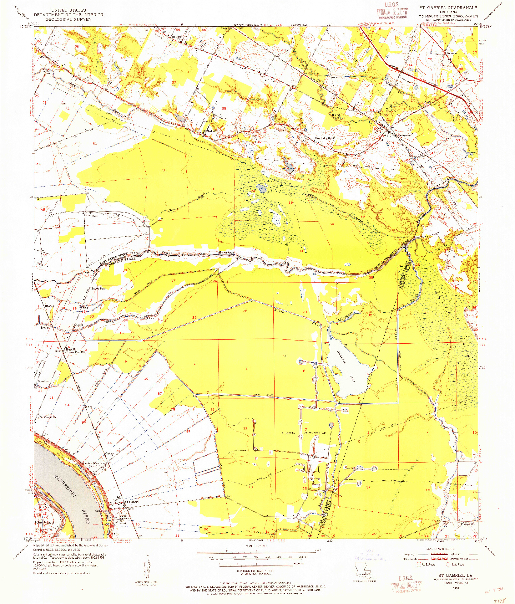 USGS 1:24000-SCALE QUADRANGLE FOR ST. GABRIEL, LA 1953