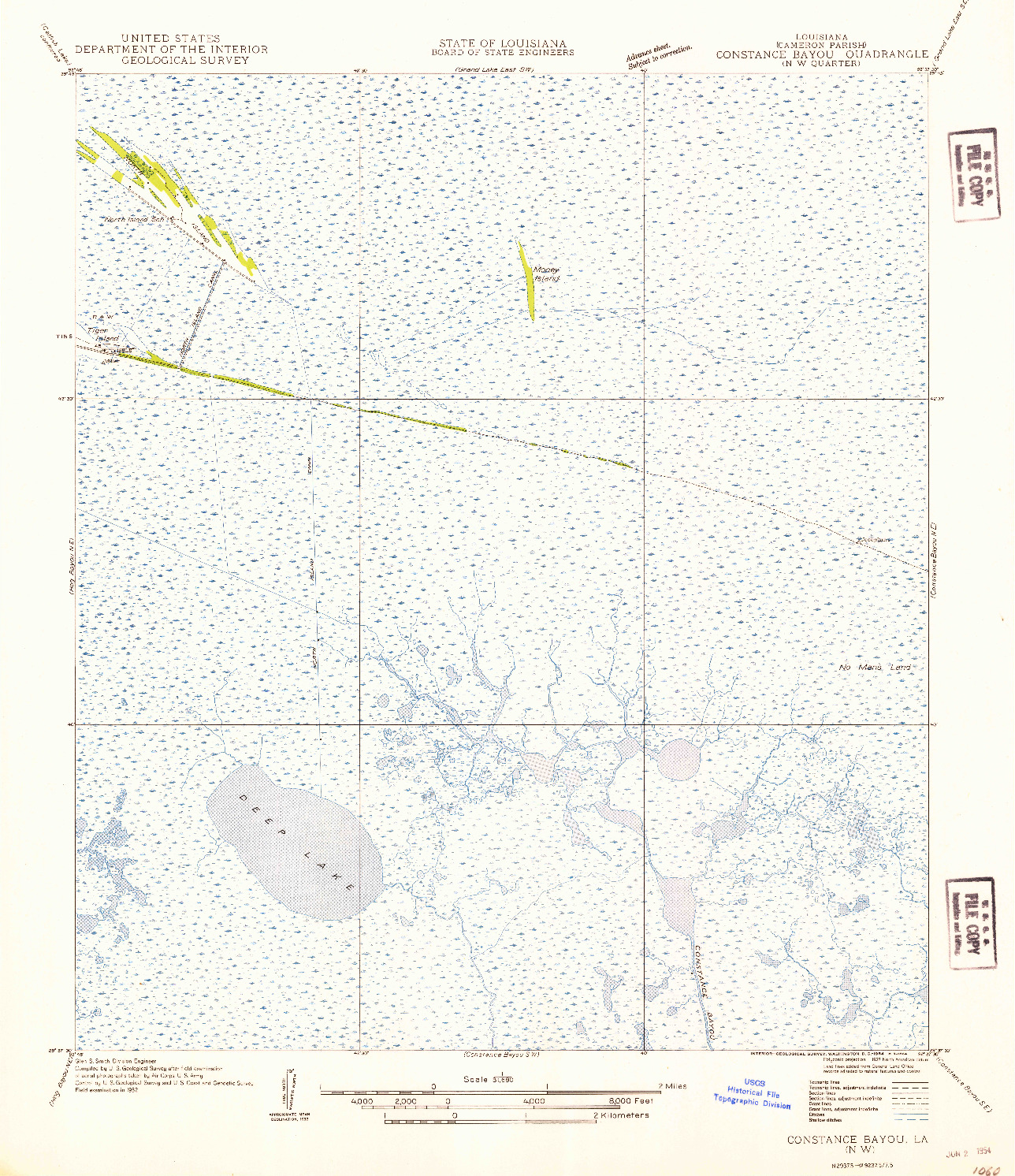 USGS 1:31680-SCALE QUADRANGLE FOR CONSTANCE BAYOU NW, LA 1954