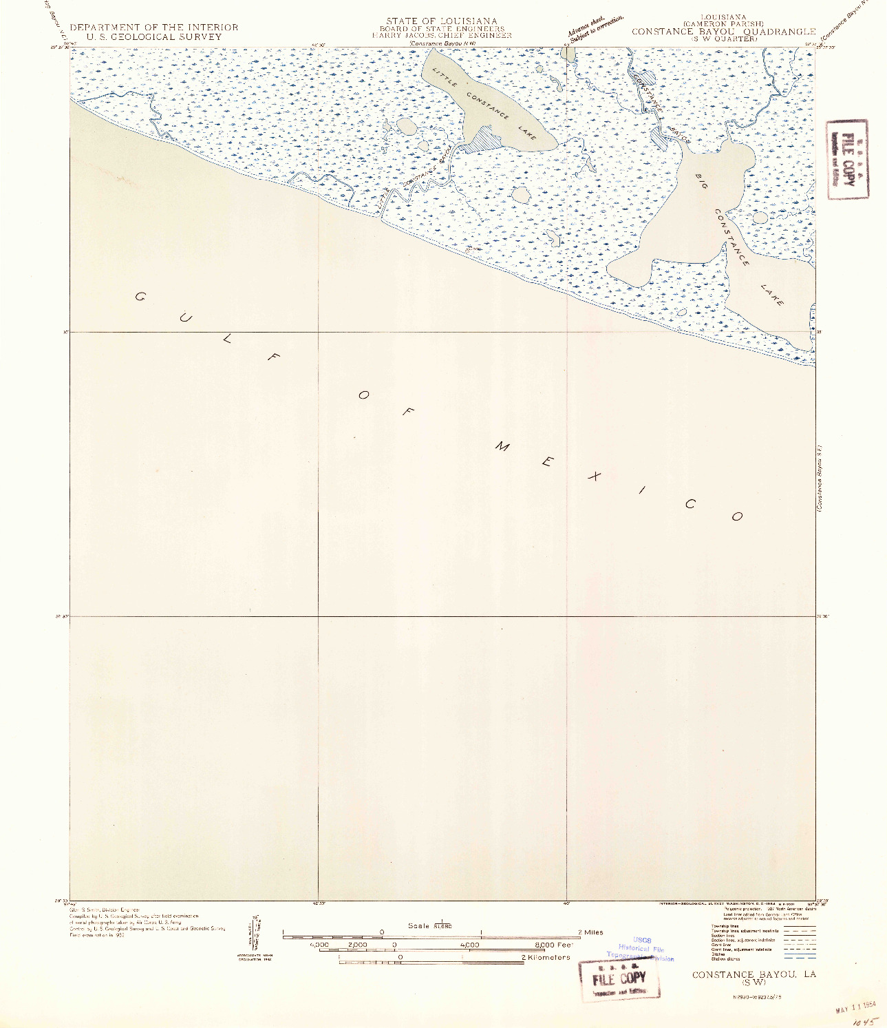 USGS 1:31680-SCALE QUADRANGLE FOR CONSTANCE BAYOU SW, LA 1954