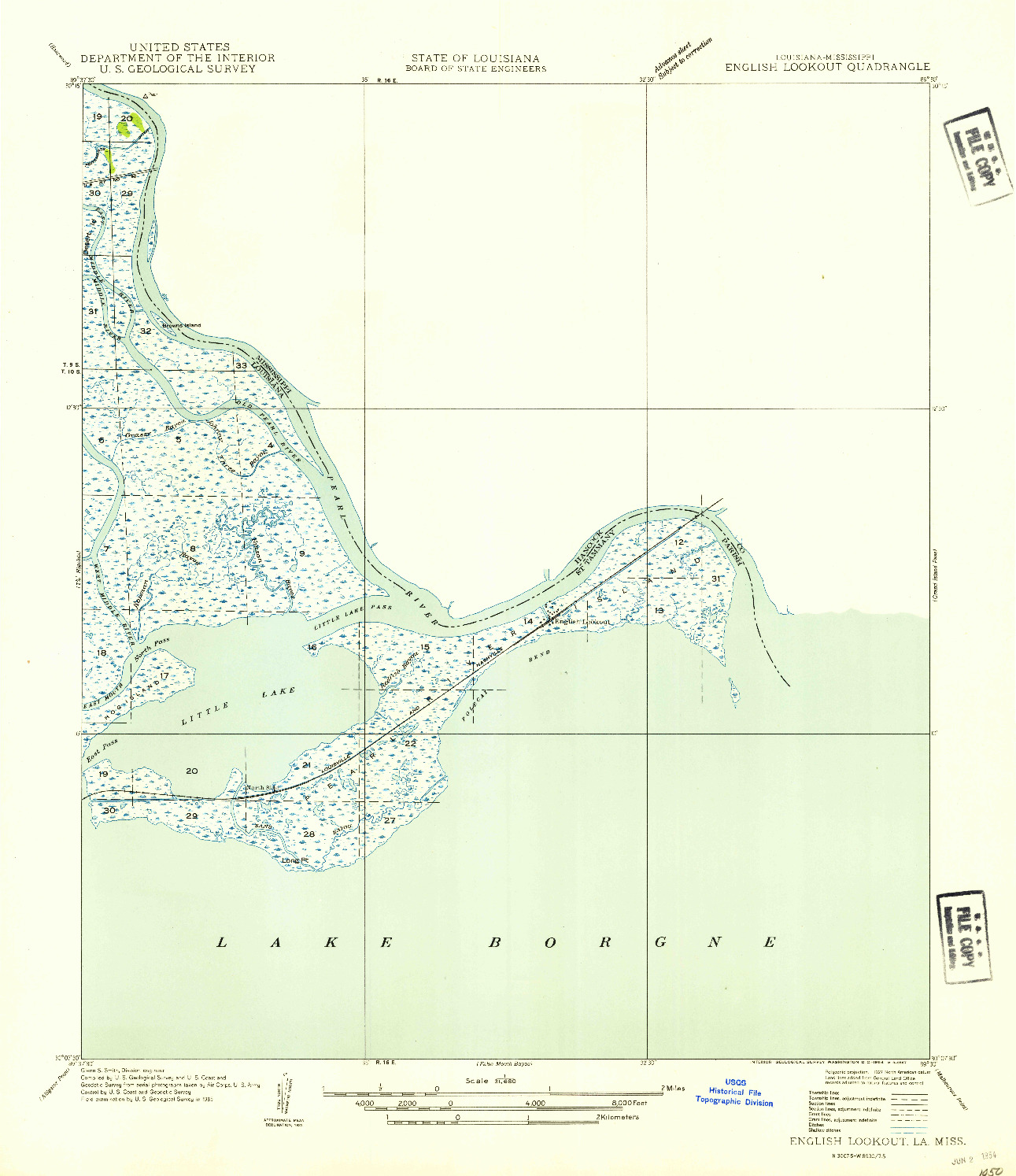 USGS 1:31680-SCALE QUADRANGLE FOR ENGLISH LOOKOUT, LA 1954