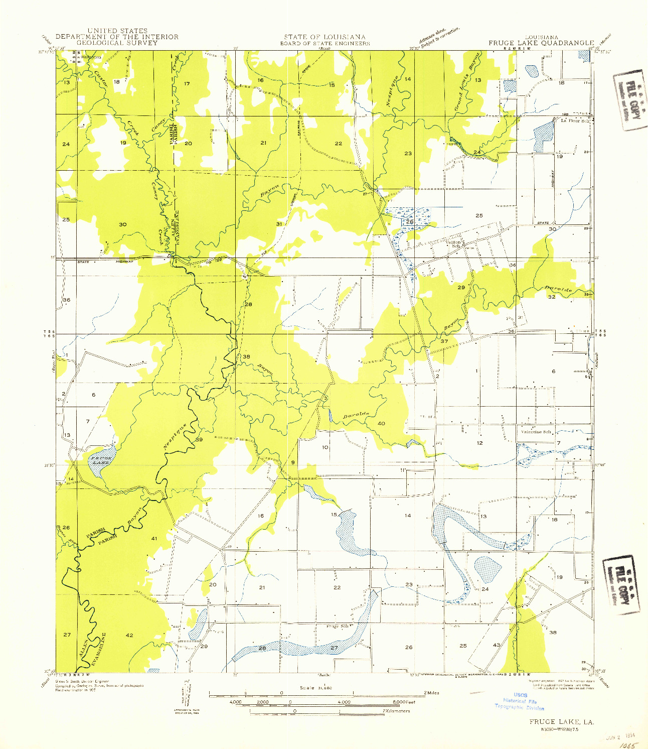 USGS 1:31680-SCALE QUADRANGLE FOR FRUGE LAKE, LA 1954