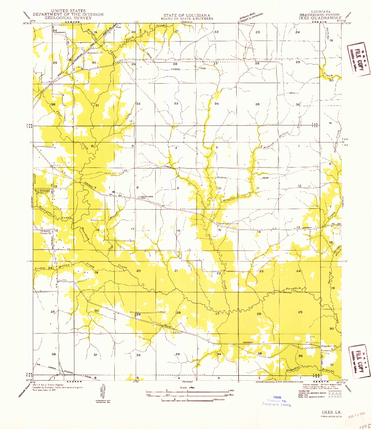 USGS 1:31680-SCALE QUADRANGLE FOR IKES, LA 1954