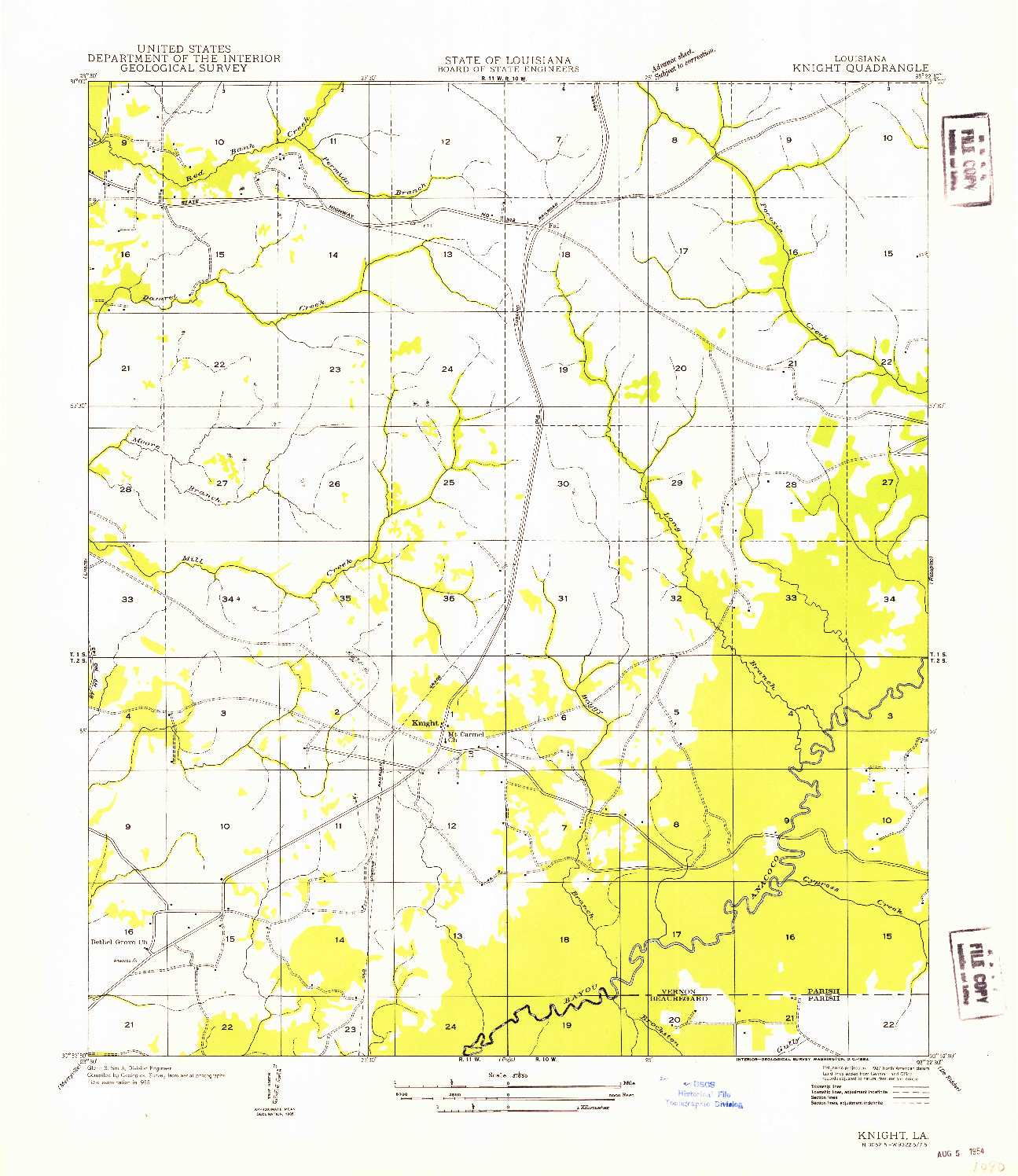 USGS 1:31680-SCALE QUADRANGLE FOR KNIGHT, LA 1954