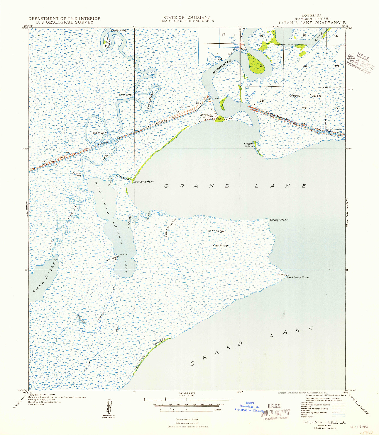USGS 1:31680-SCALE QUADRANGLE FOR LATANIA LAKE, LA 1935