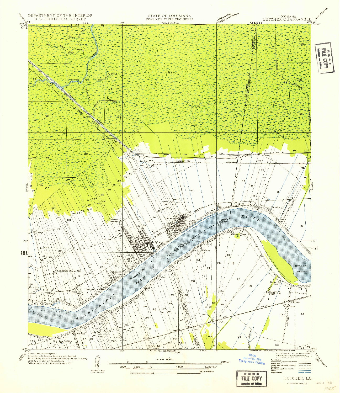 USGS 1:31680-SCALE QUADRANGLE FOR LUTCHER, LA 1954