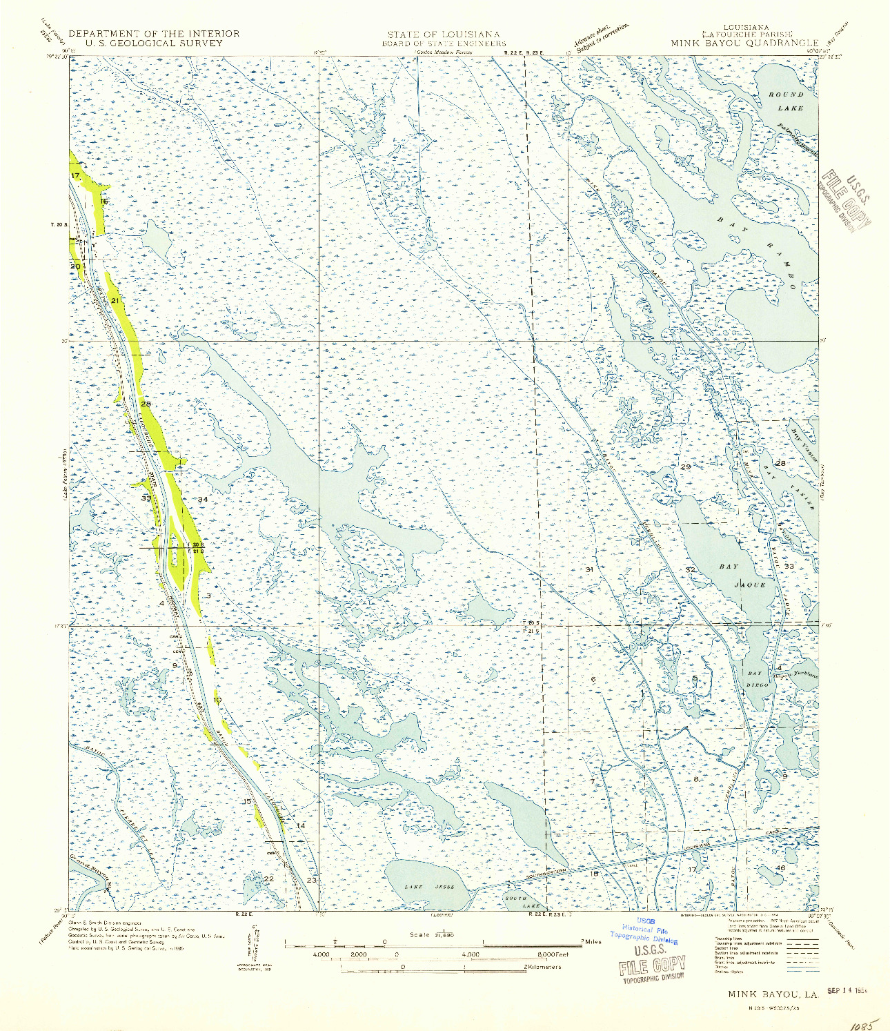 USGS 1:31680-SCALE QUADRANGLE FOR MINK BAYOU, LA 1954