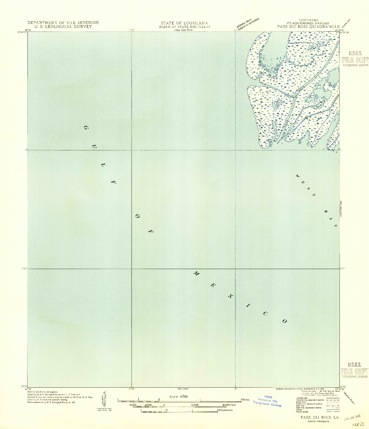 USGS 1:31680-SCALE QUADRANGLE FOR PASS DU BOIS, LA 1954