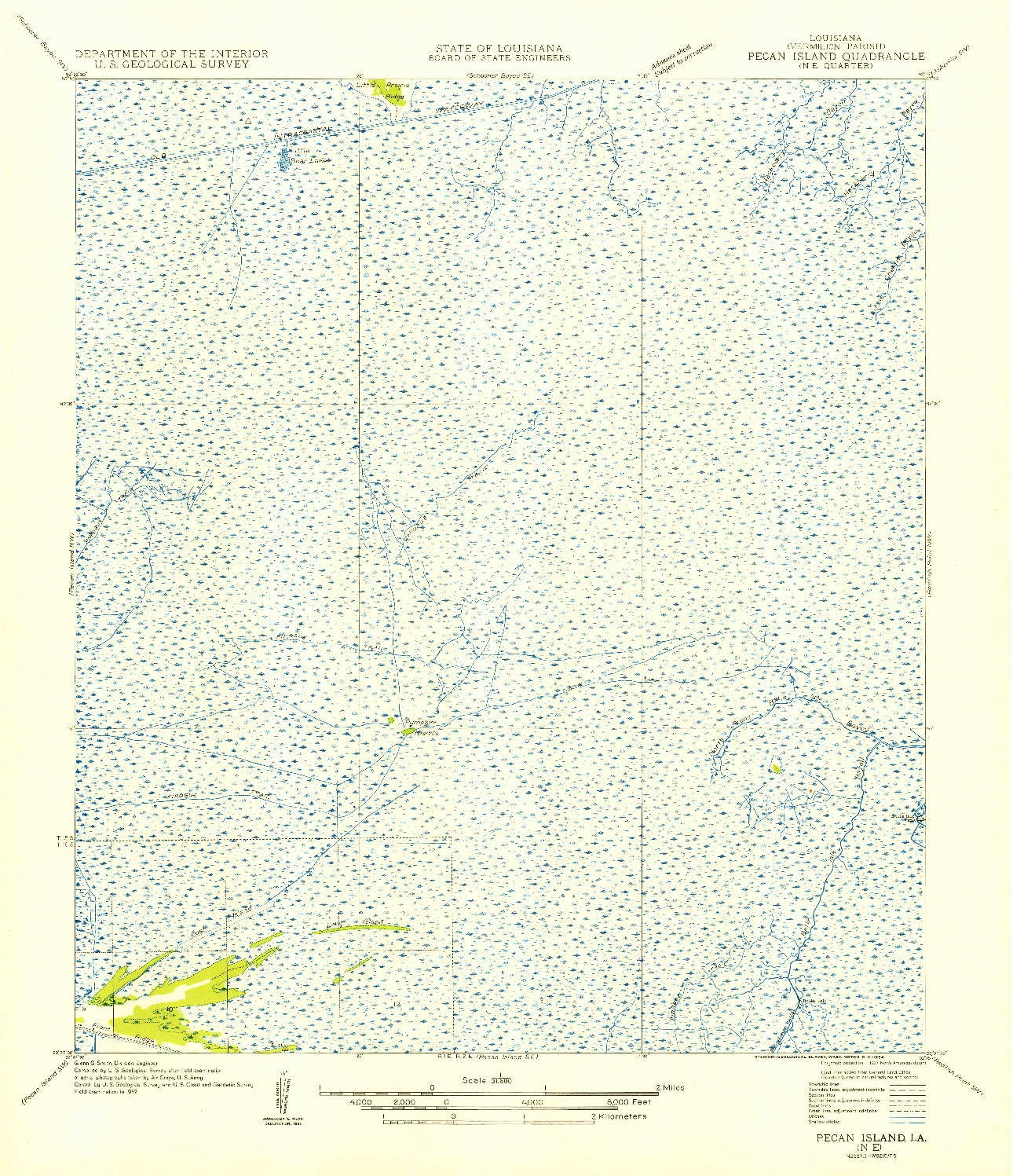 USGS 1:31680-SCALE QUADRANGLE FOR PECAN ISLAND NE, LA 1954