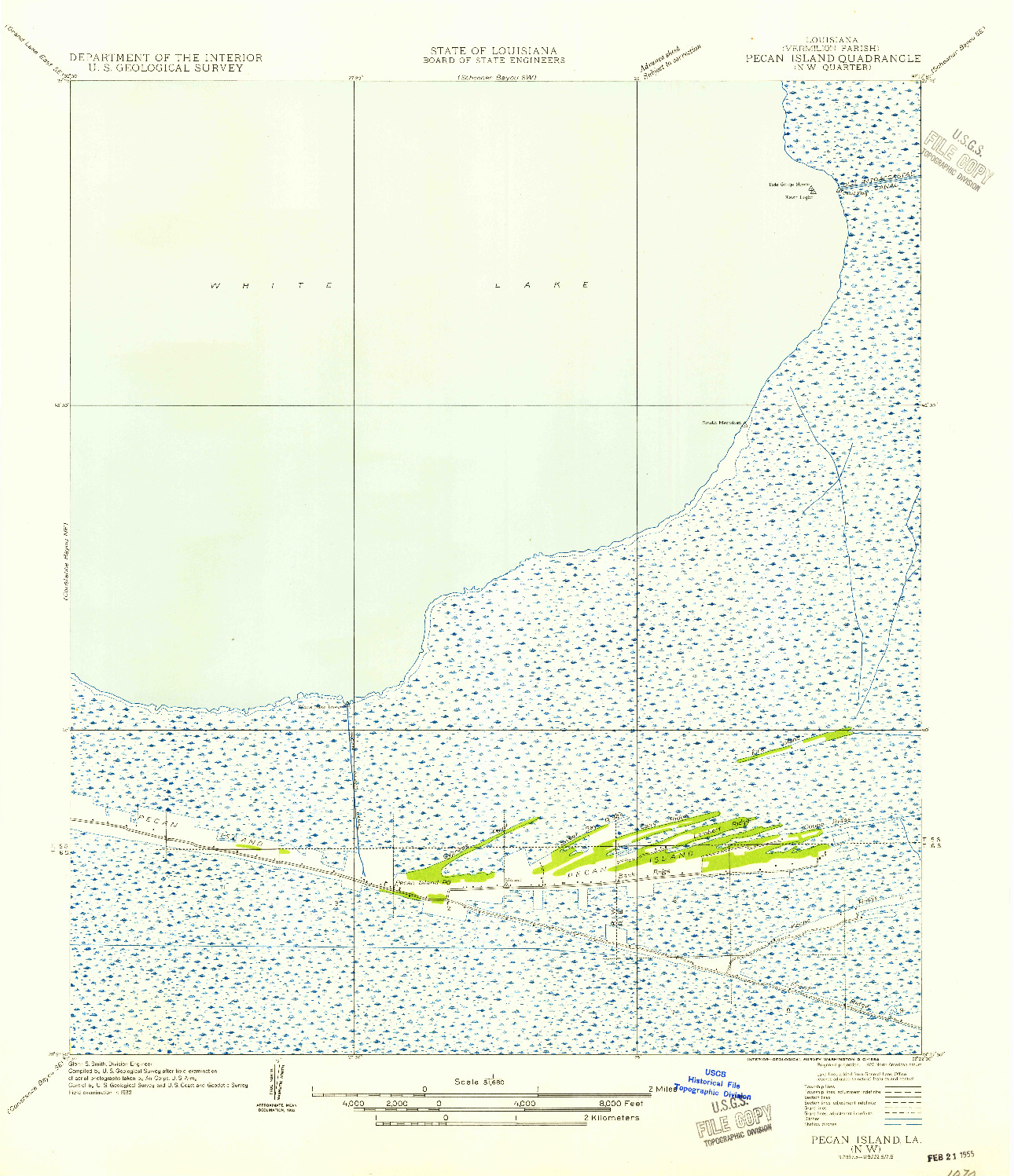 USGS 1:31680-SCALE QUADRANGLE FOR PECAN ISLAND NW, LA 1954