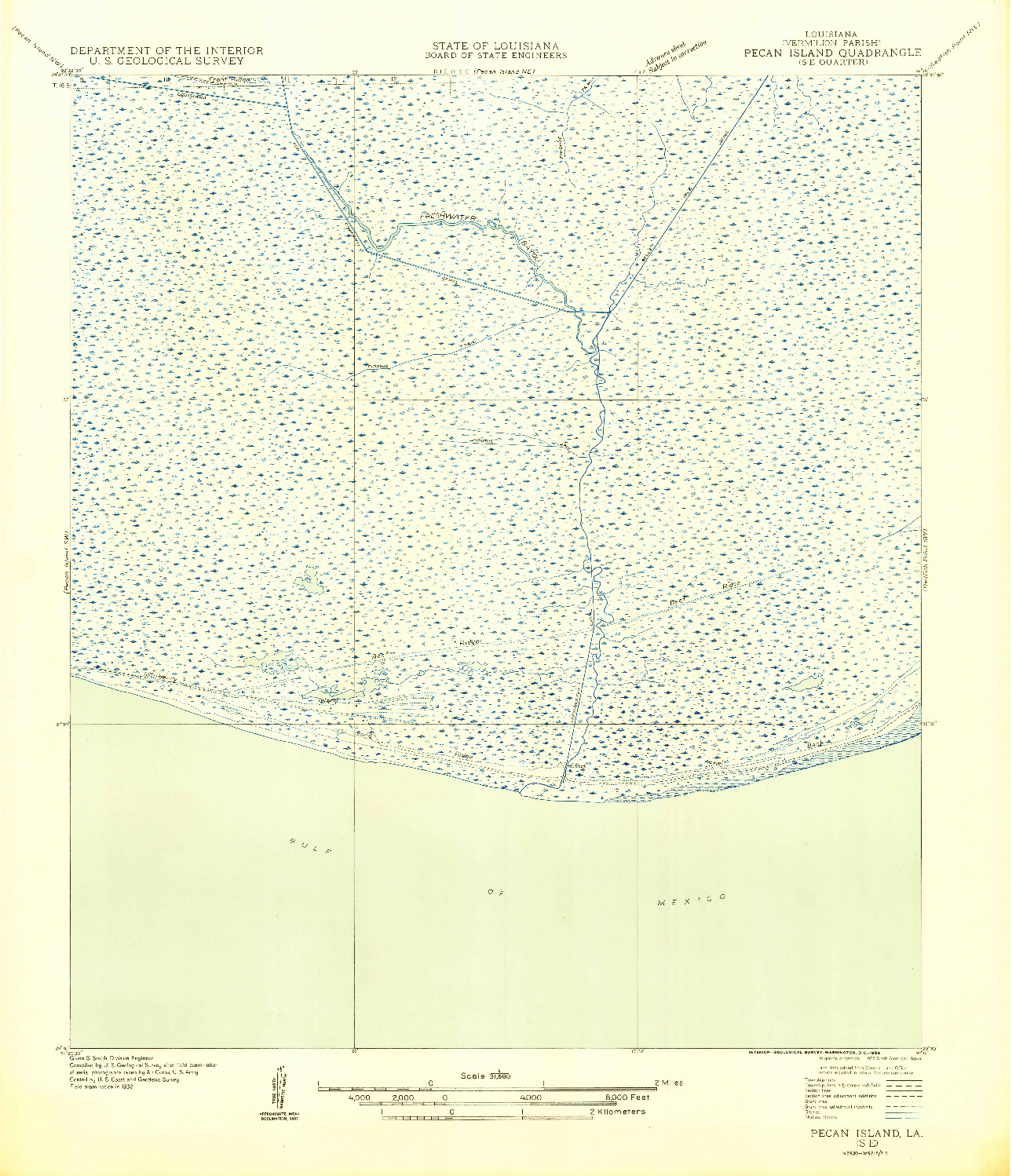 USGS 1:31680-SCALE QUADRANGLE FOR PECAN ISLAND SE, LA 1954