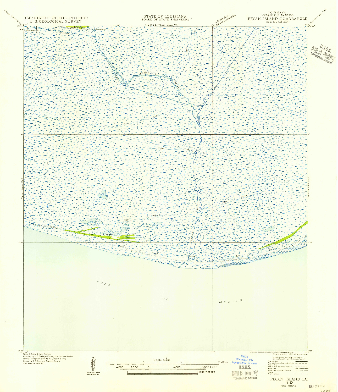 USGS 1:31680-SCALE QUADRANGLE FOR PECAN ISLAND SE, LA 1954